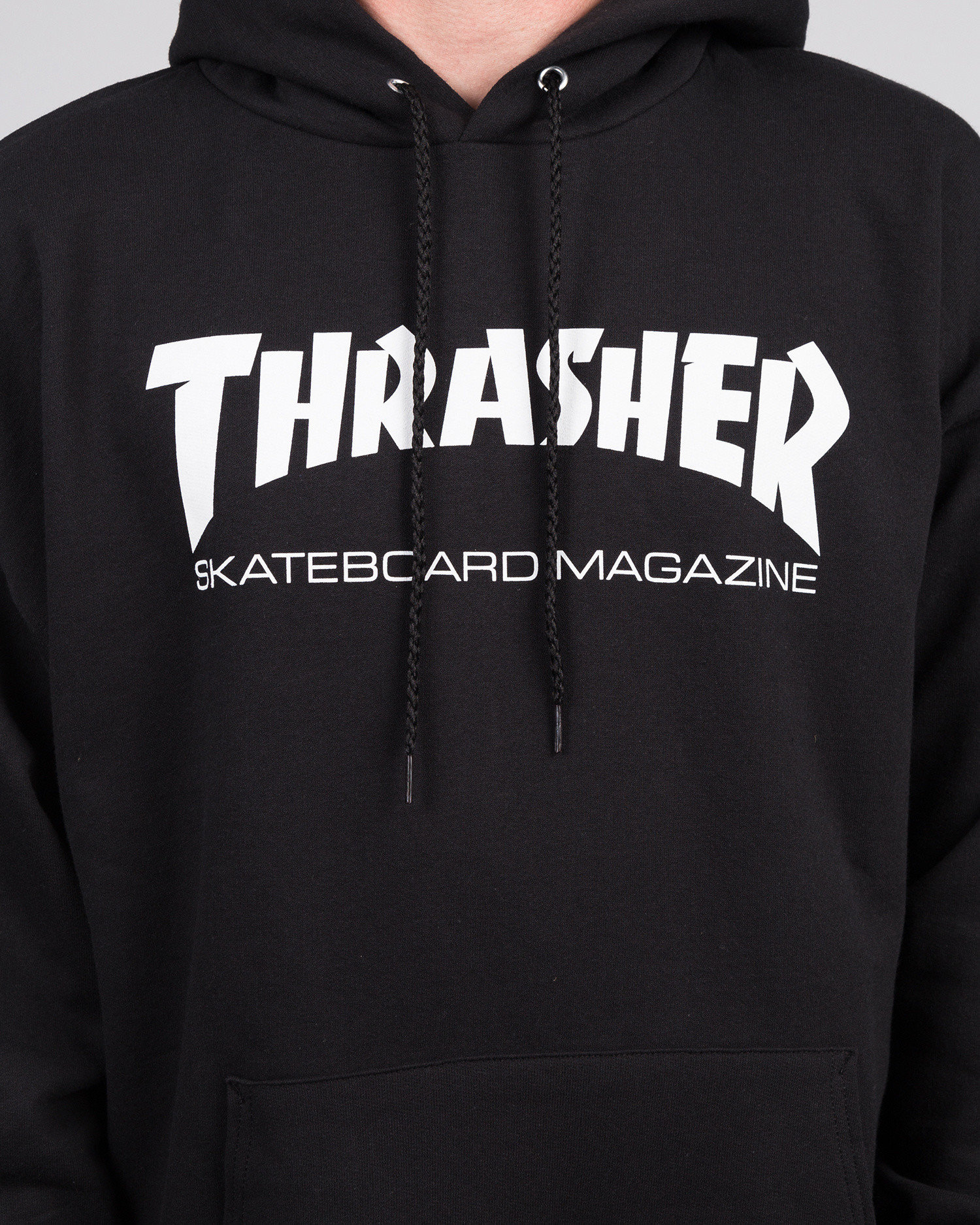 thrasher hoodie black and white