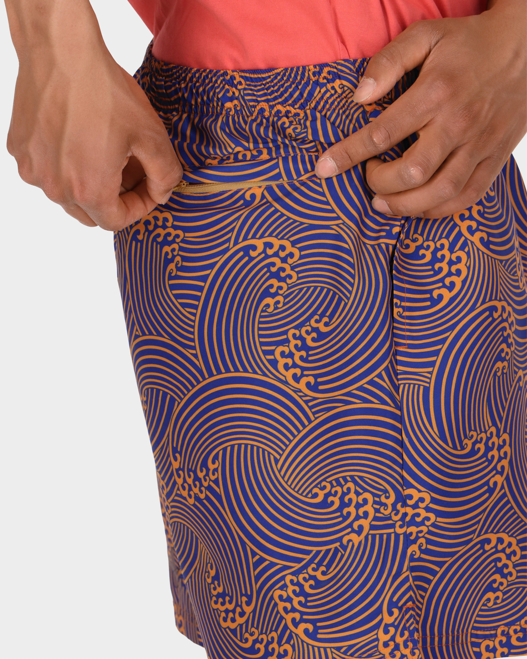 Civilist Wave Swim Shorts Orange/Royal