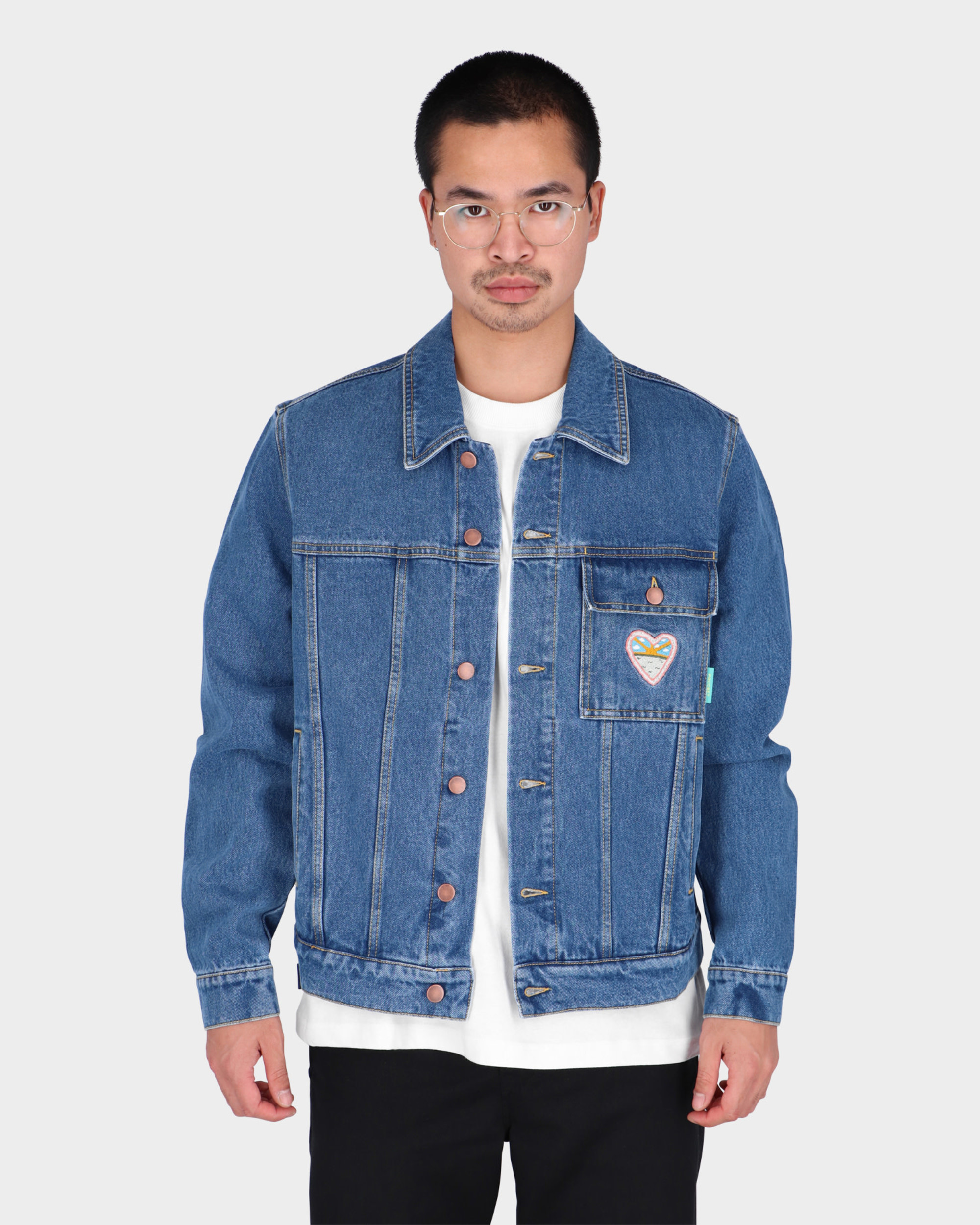 Paccbet Printed Denim Jacket Woven Light Blue