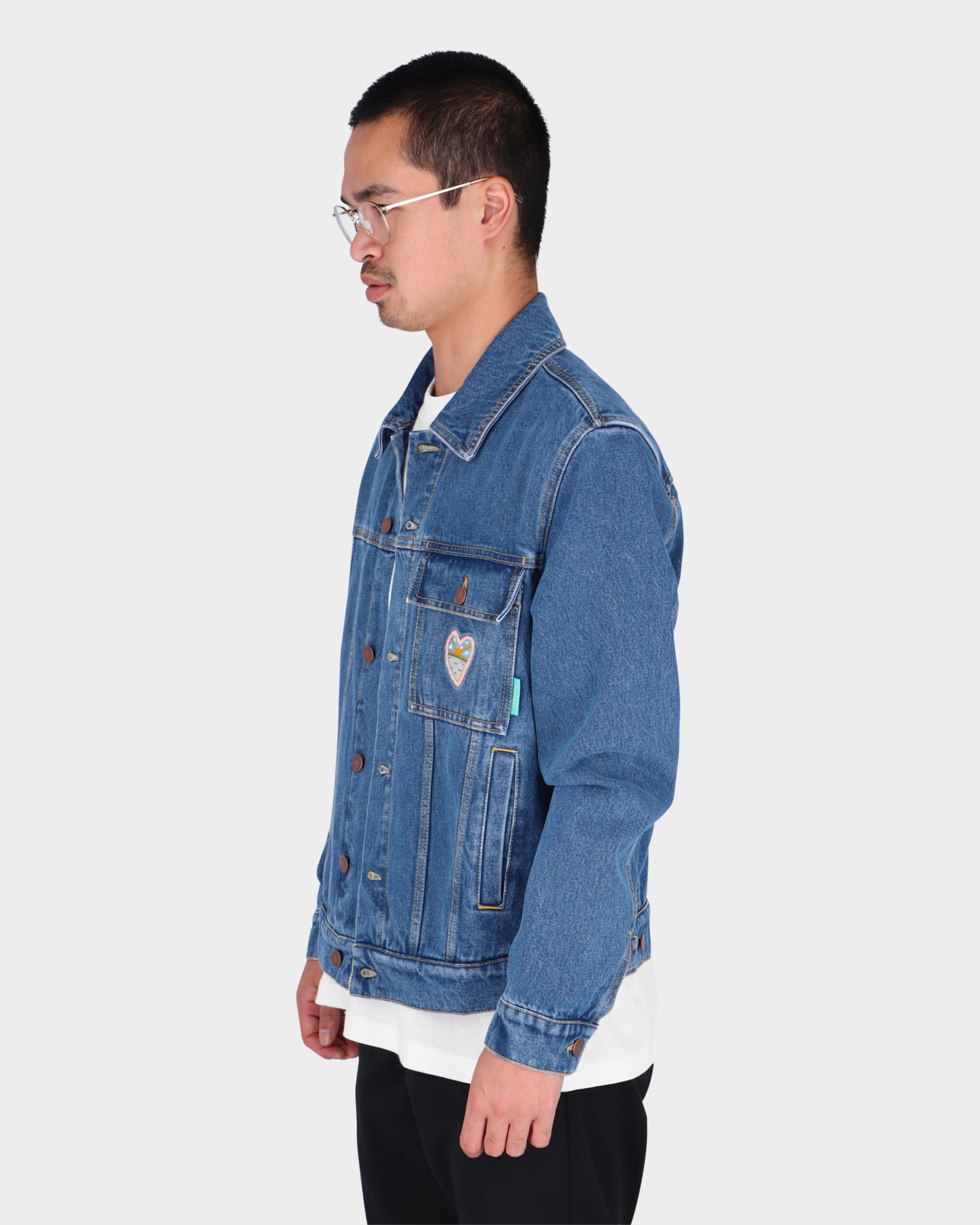 Paccbet Printed Denim Jacket Woven Light Blue