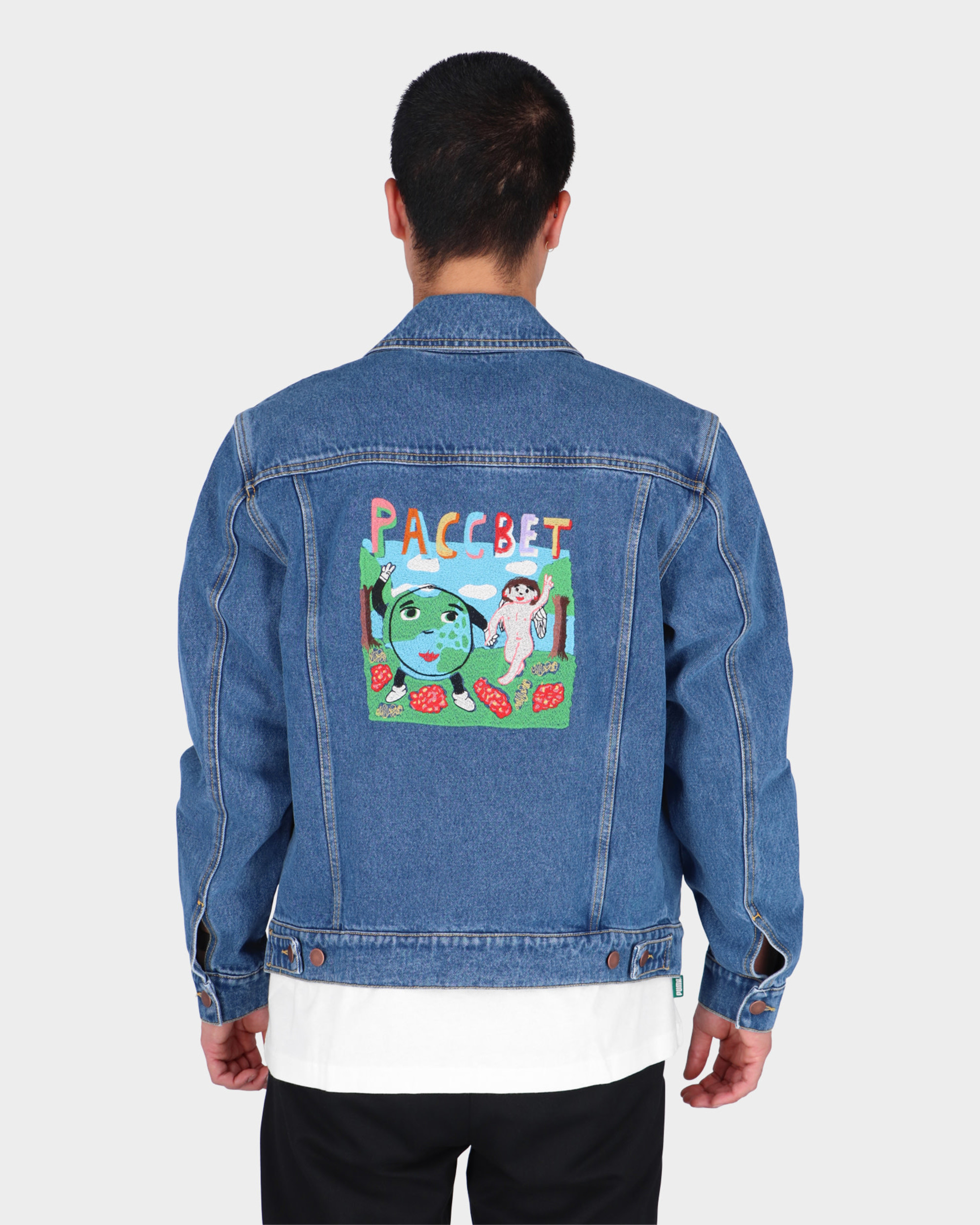 Paccbet Printed Denim Jacket Woven Light Blue