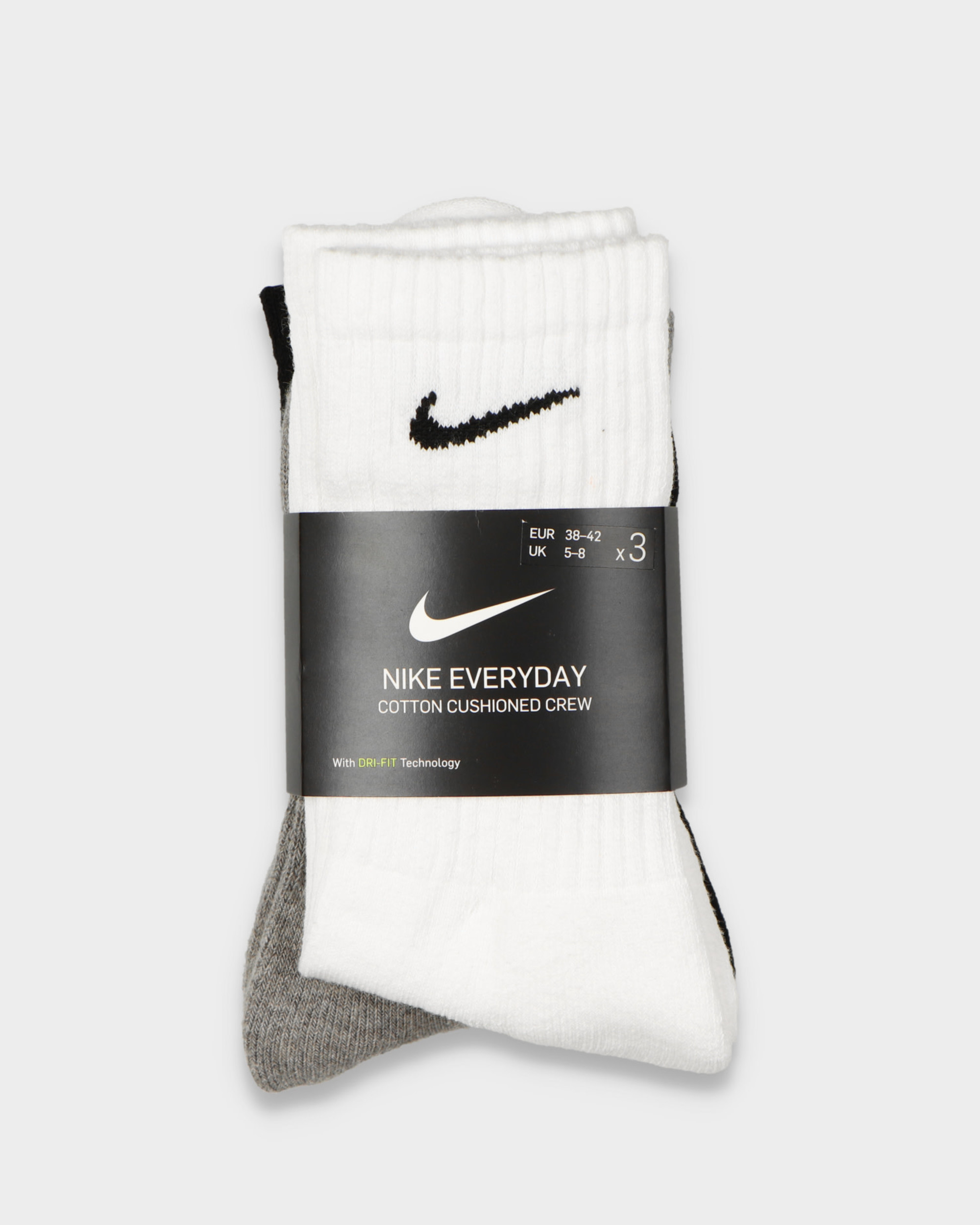 3-Pack Nike Everyday Cushioned Socks Multi White/Charcoal/Black