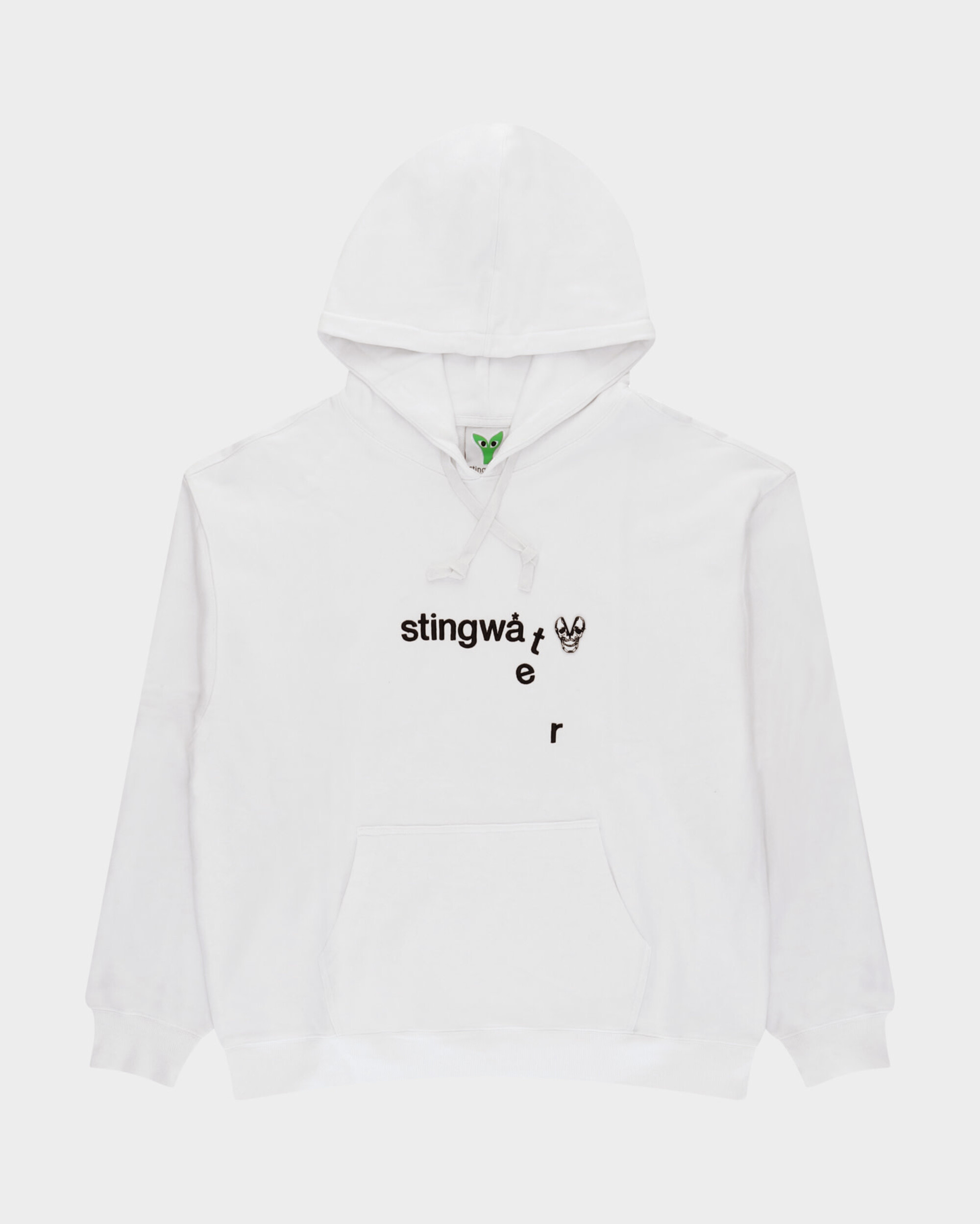 Stingwater Embroidered Melting Logo and Skull Patch Hoodie White