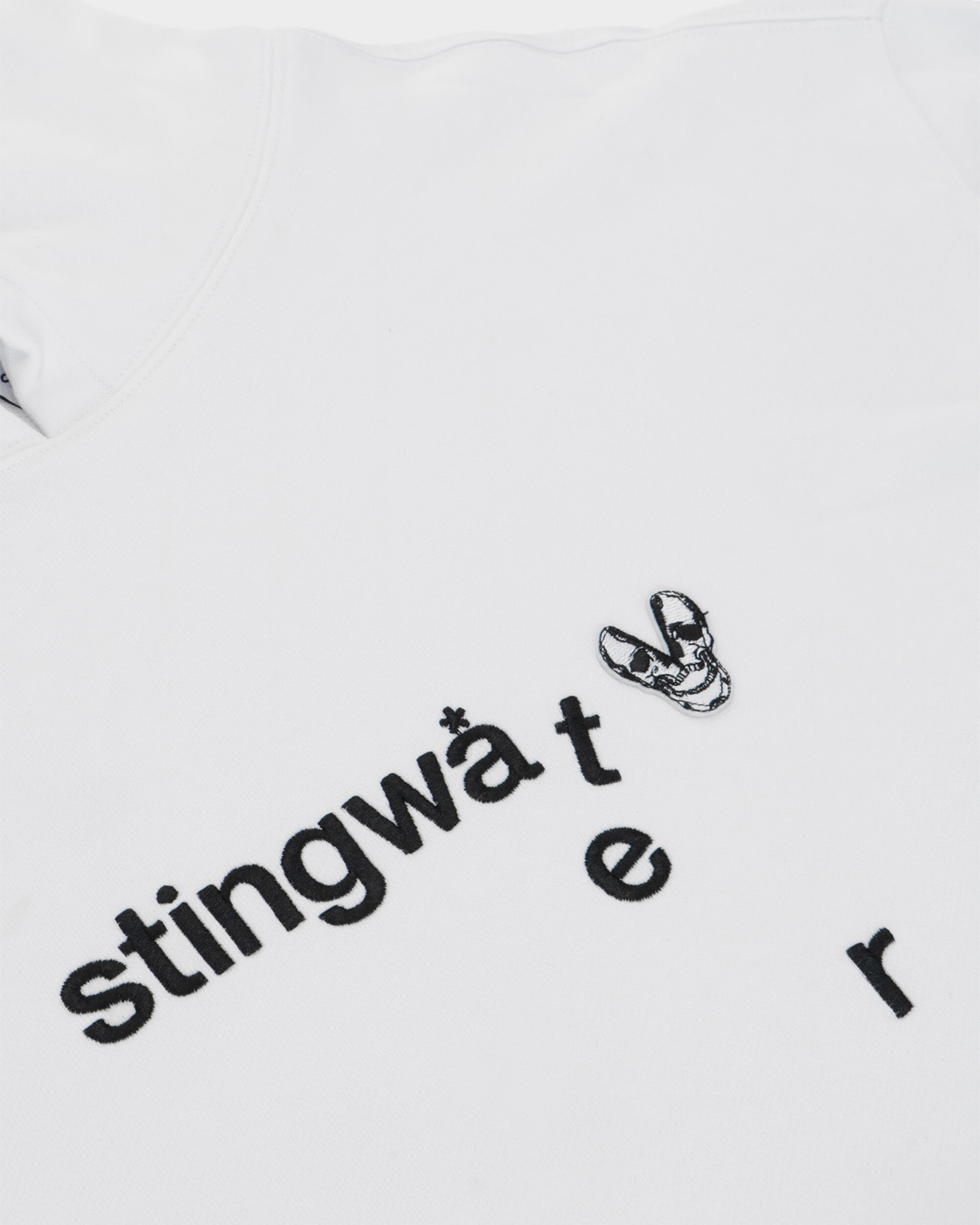 Stingwater Embroidered Melting Logo and Skull Patch Hoodie White