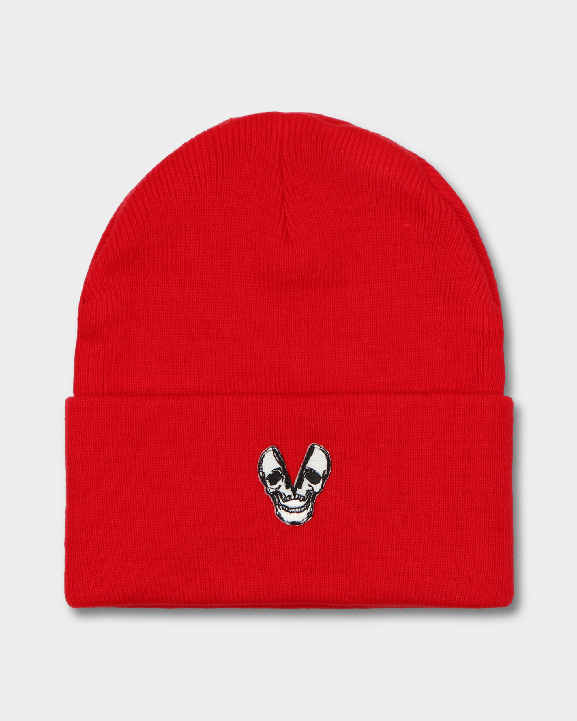 Stingwater Empty Skull Patch Beanie Red