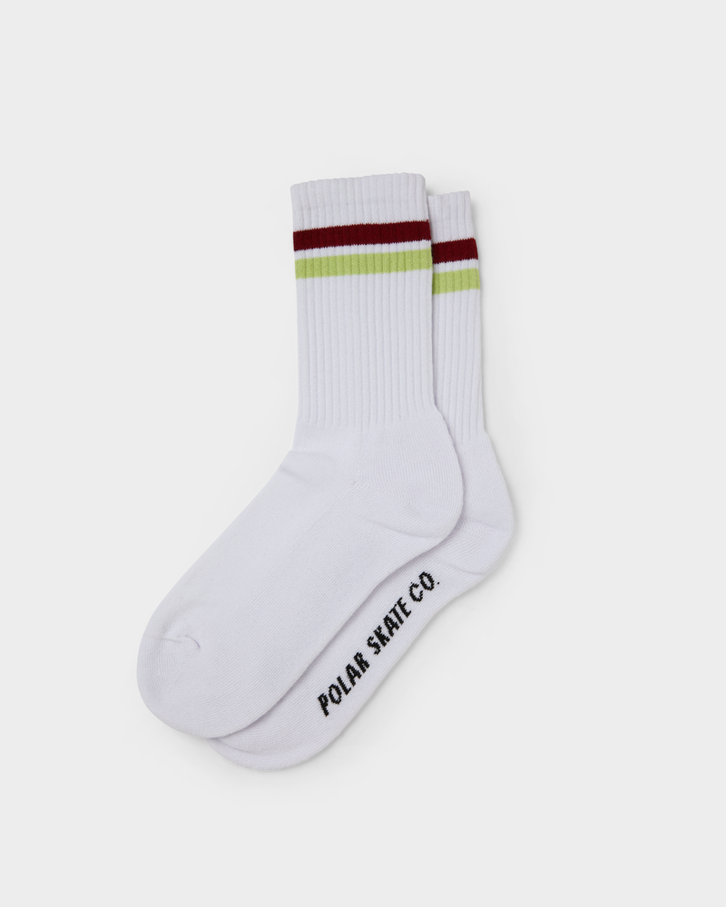 Polar Polar Stripe Socks White/Rich Red/Chartreuse