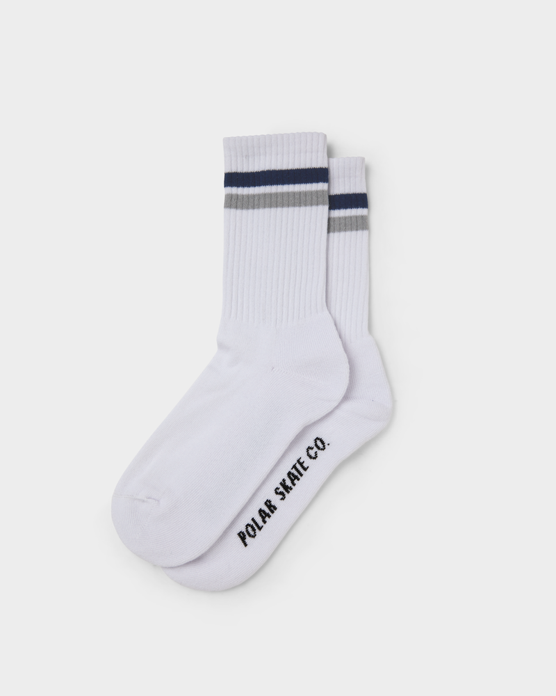 Polar Polar Stripe Socks White/Navy/Grey