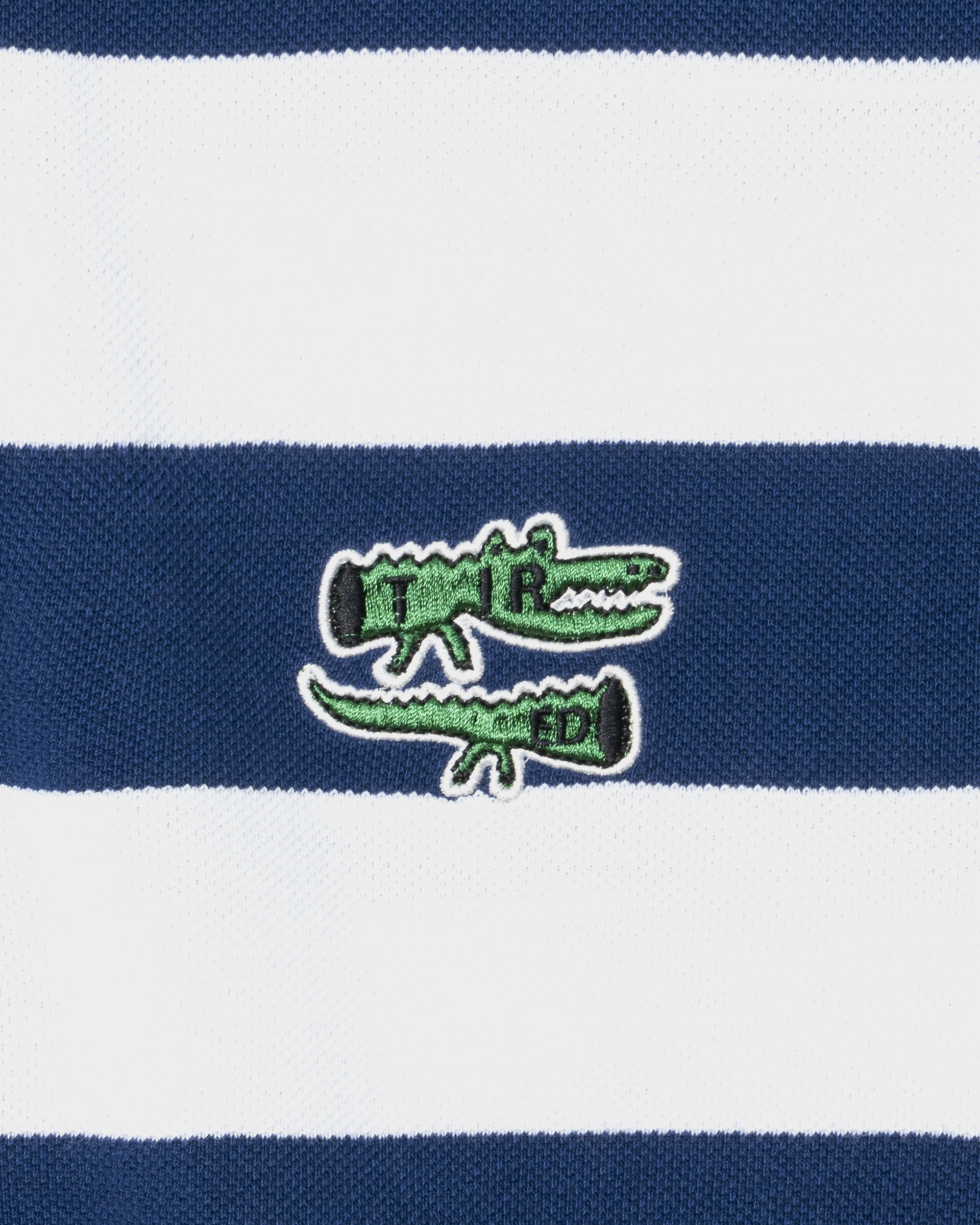 Tired The Gator Striped Polo White/Navy