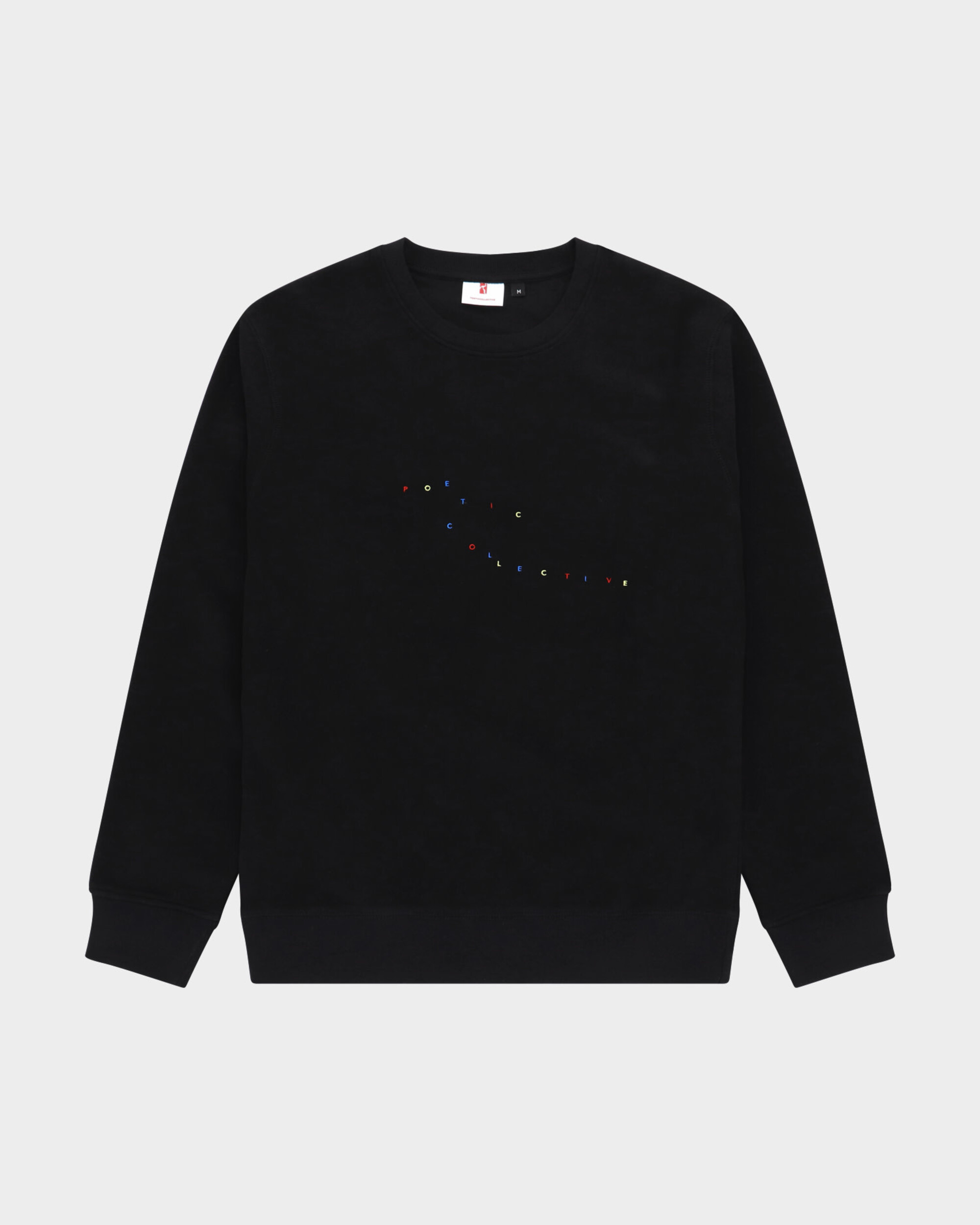 Poetic Collective Crewneck  Colored Embroidery Black