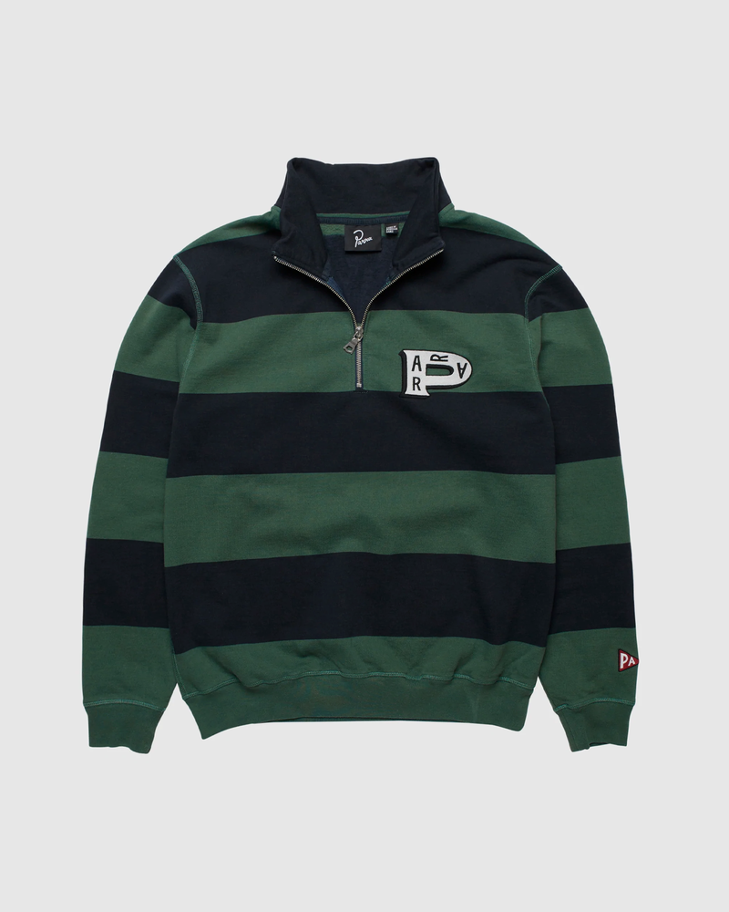 Parra Parra Worked P Striper Half Zip Sweatshirt Navy Green