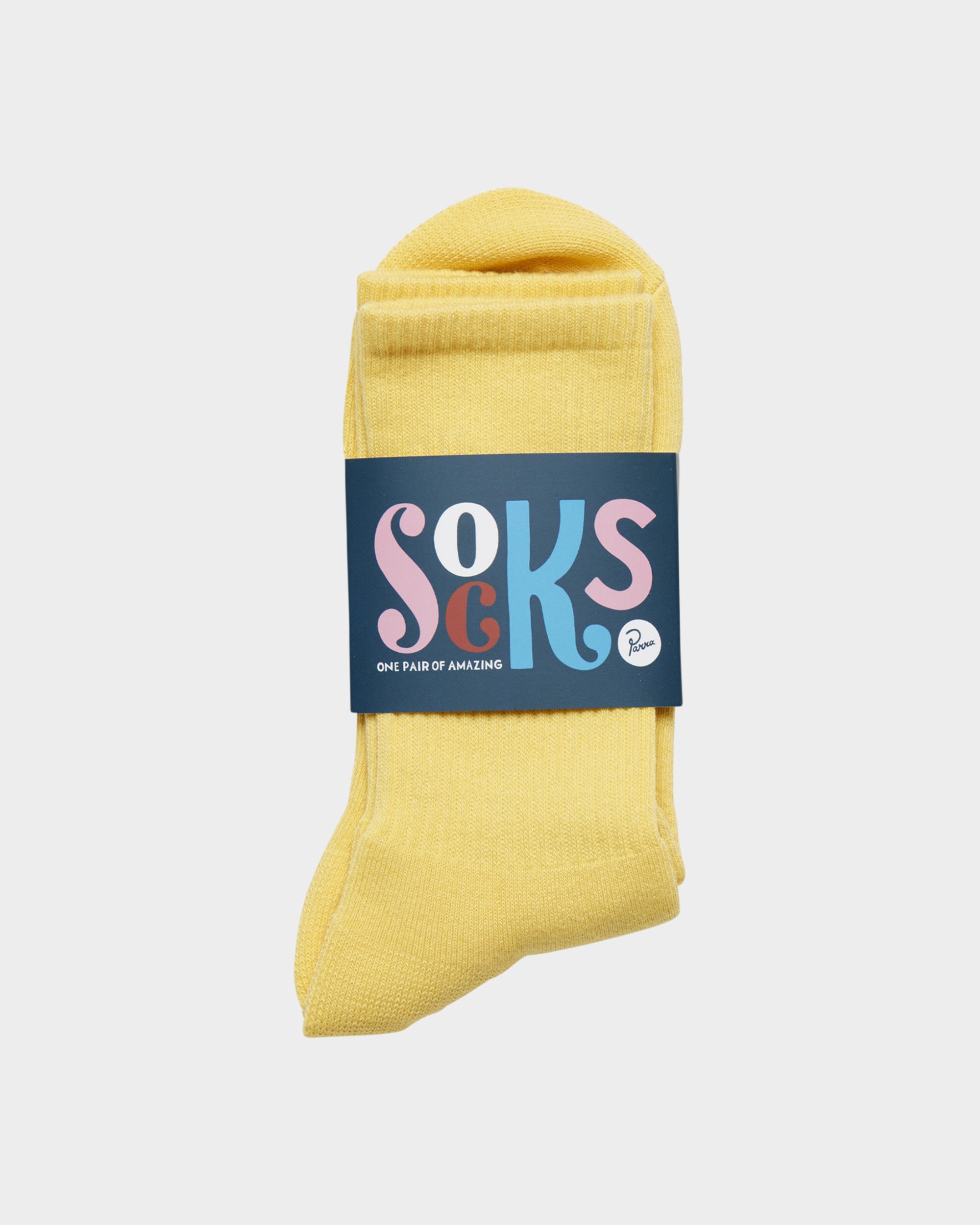 Parra Logo Crew Socks Pale Yellow