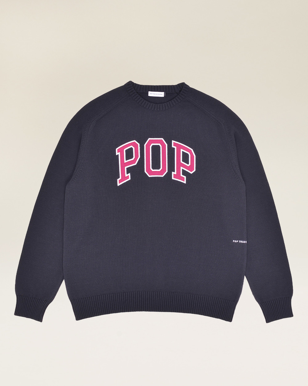 Pop Trading Co Pop Trading Co Knitted Crewneck Arch - Anthracite/ Raspberry