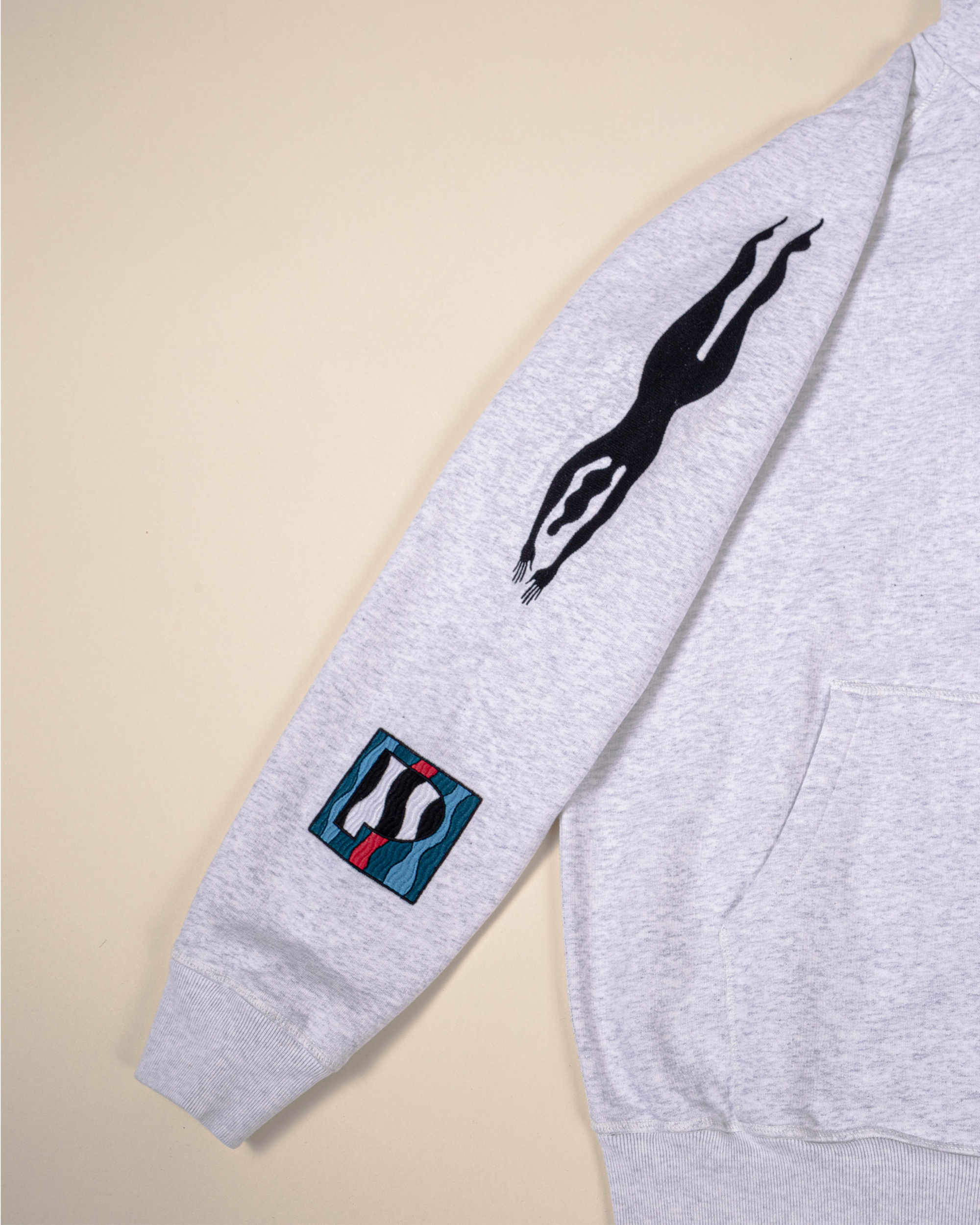 Parra Zebra Striped P Hoodie - Ash Grey