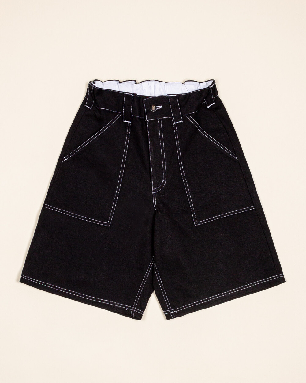 Poetic Collective Poetic Collective Painter Shorts - Black Denim/White stitching