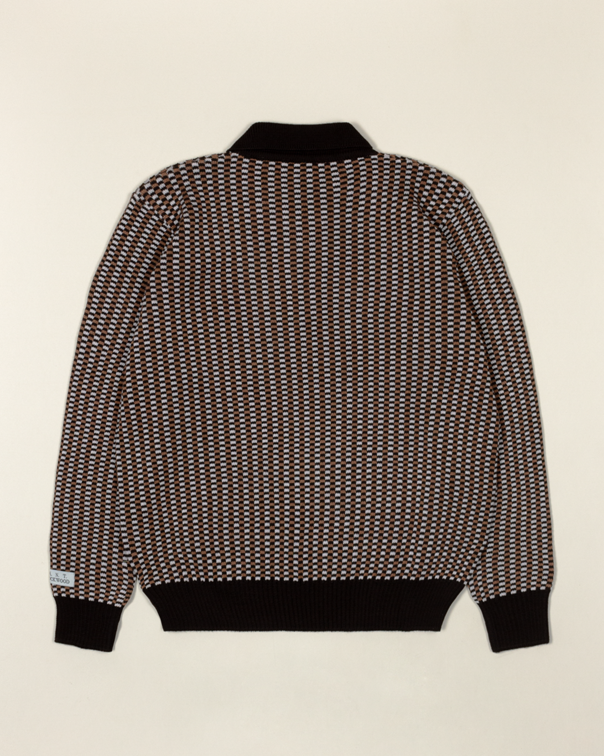 Lockwood Knitted Checkered Half-Zip - Brown/ Off-White/ Light Brown