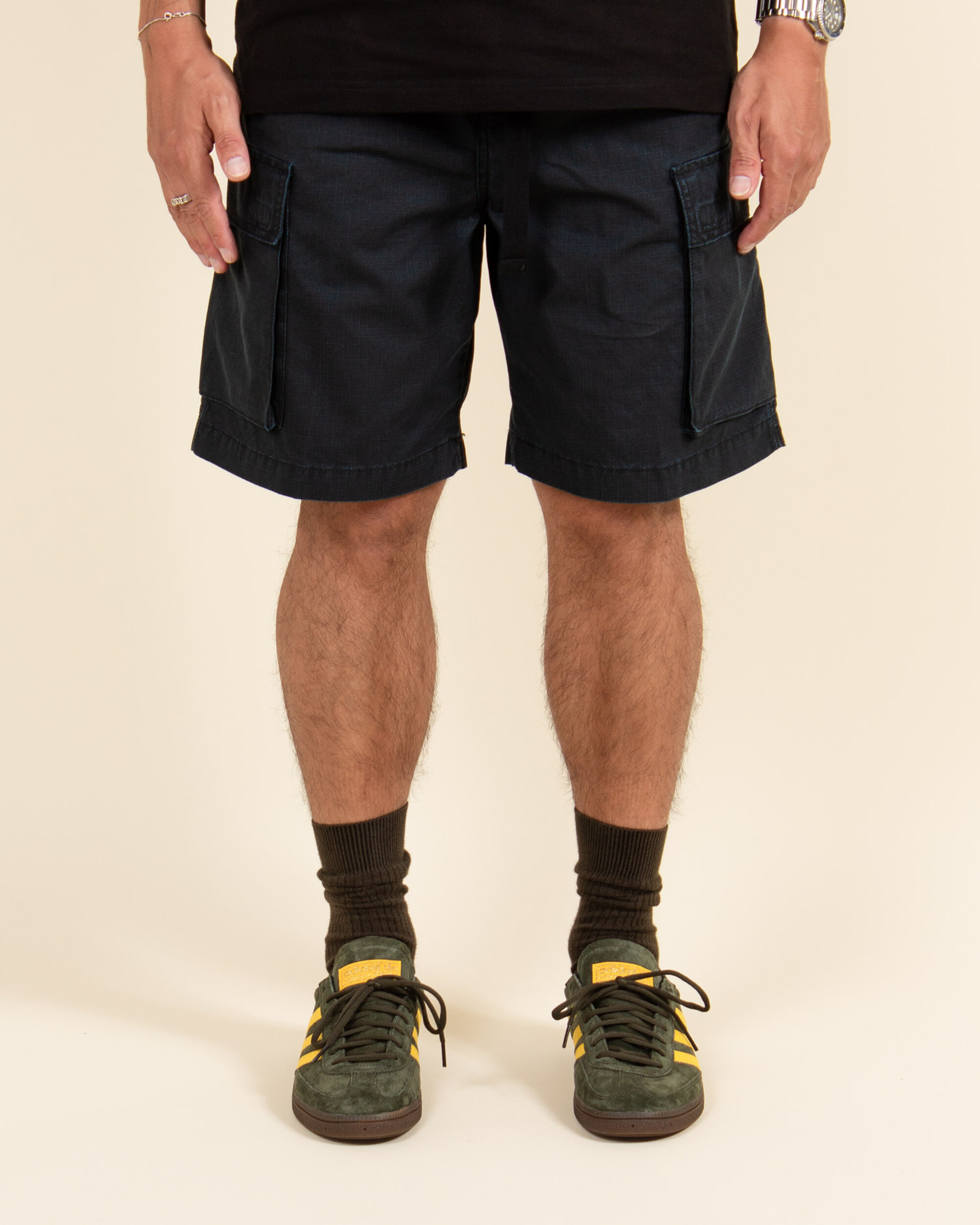 Carhartt WIP Wynton Short - Ripstop Black/Amalfi (stone washed)