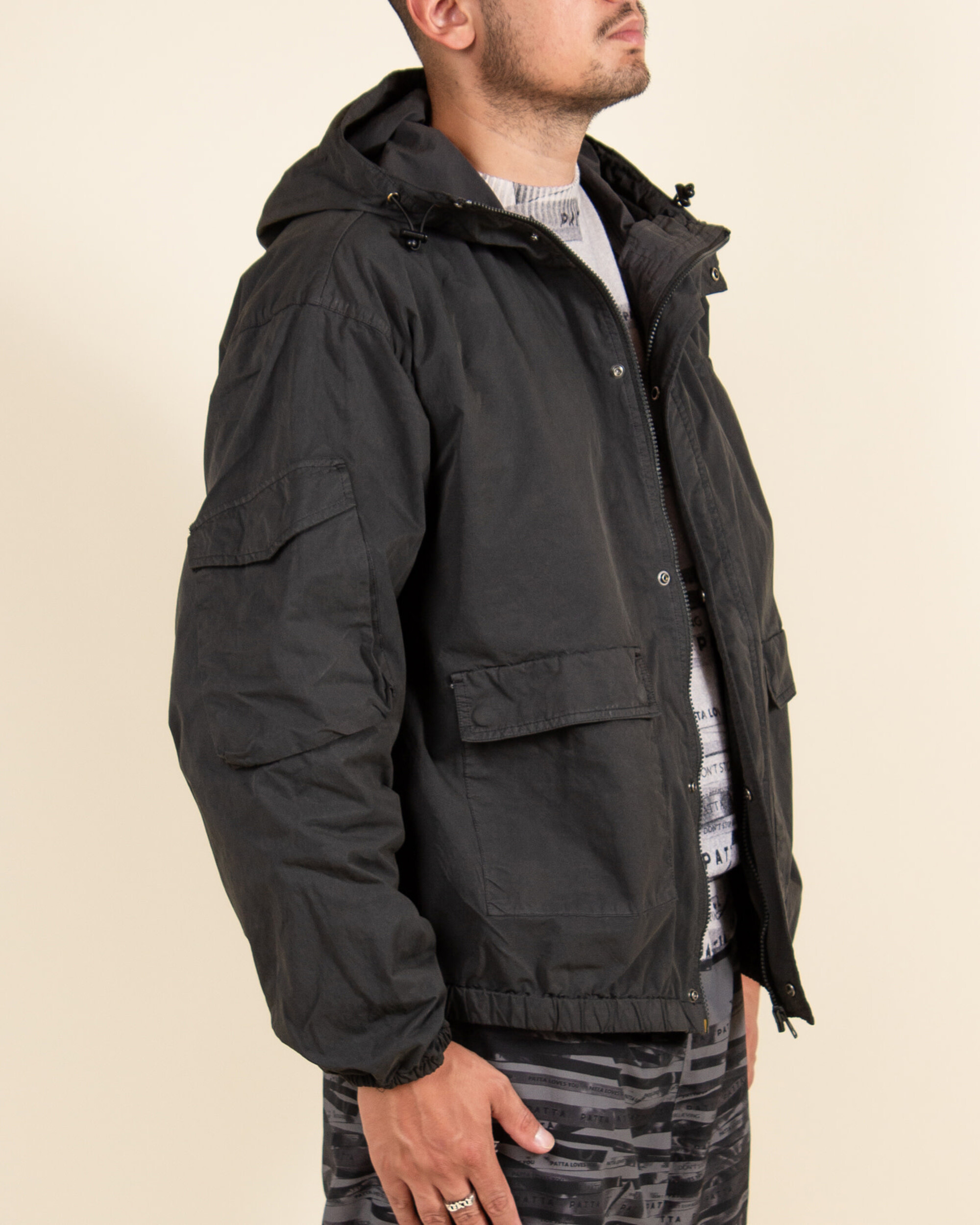 Patta GMT Pigment Dye Nylon Jacket Pirate Black - Lockwood