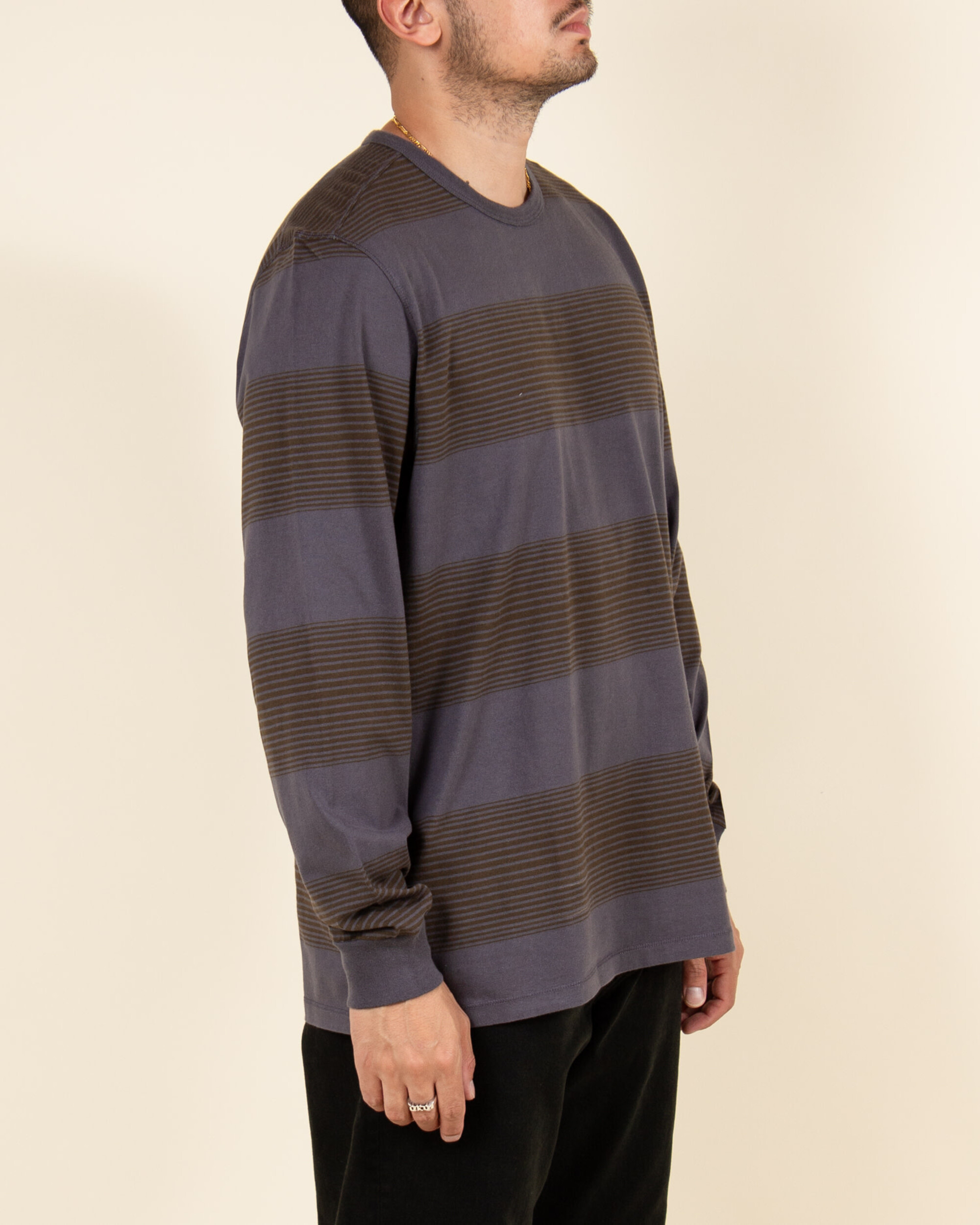 Pop Trading Co Striped Logo Longsleeve T-shirt - Charcoal/Delicioso