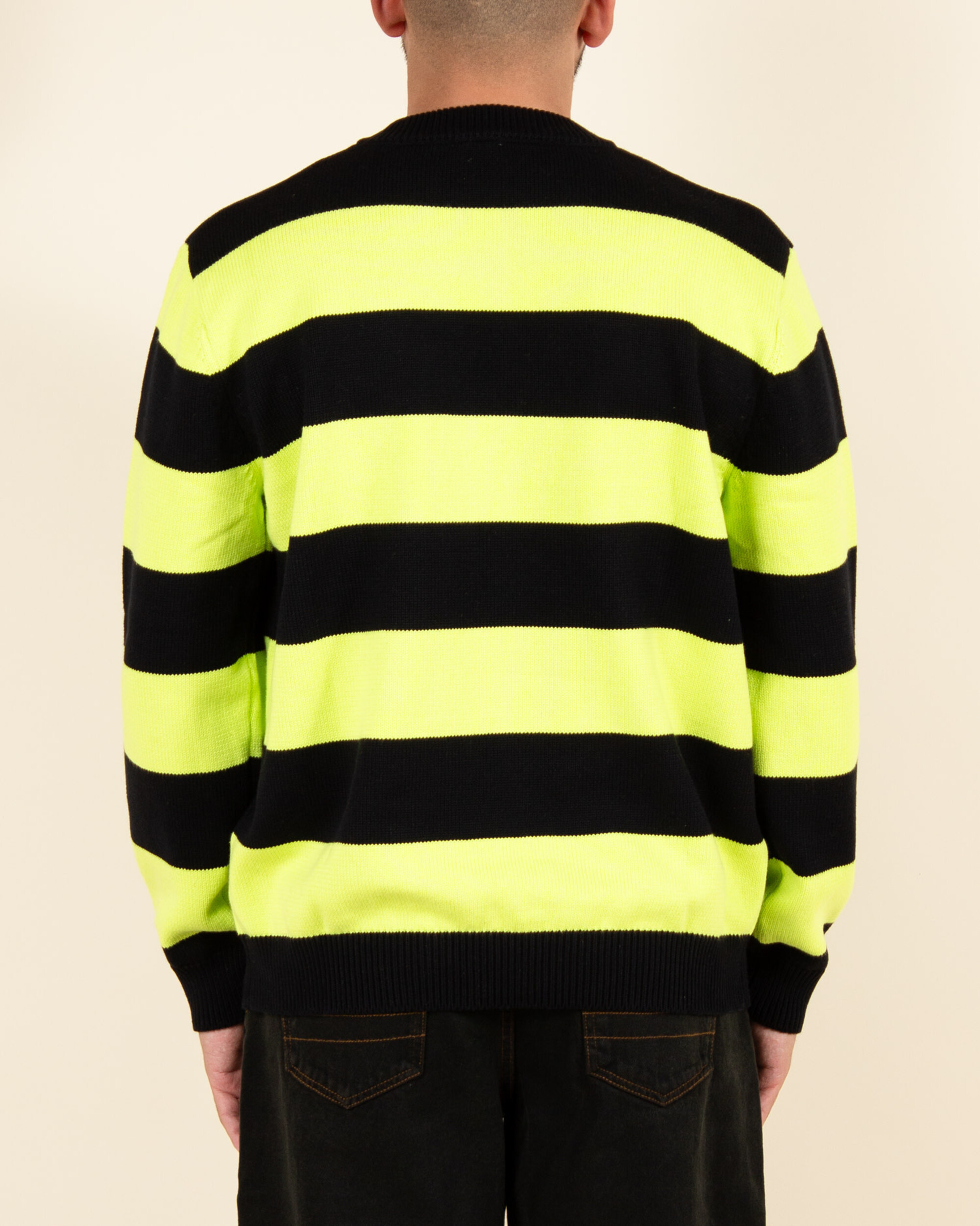 Lack Of Guidance Scott Knit Sweater - Black/Lime Green