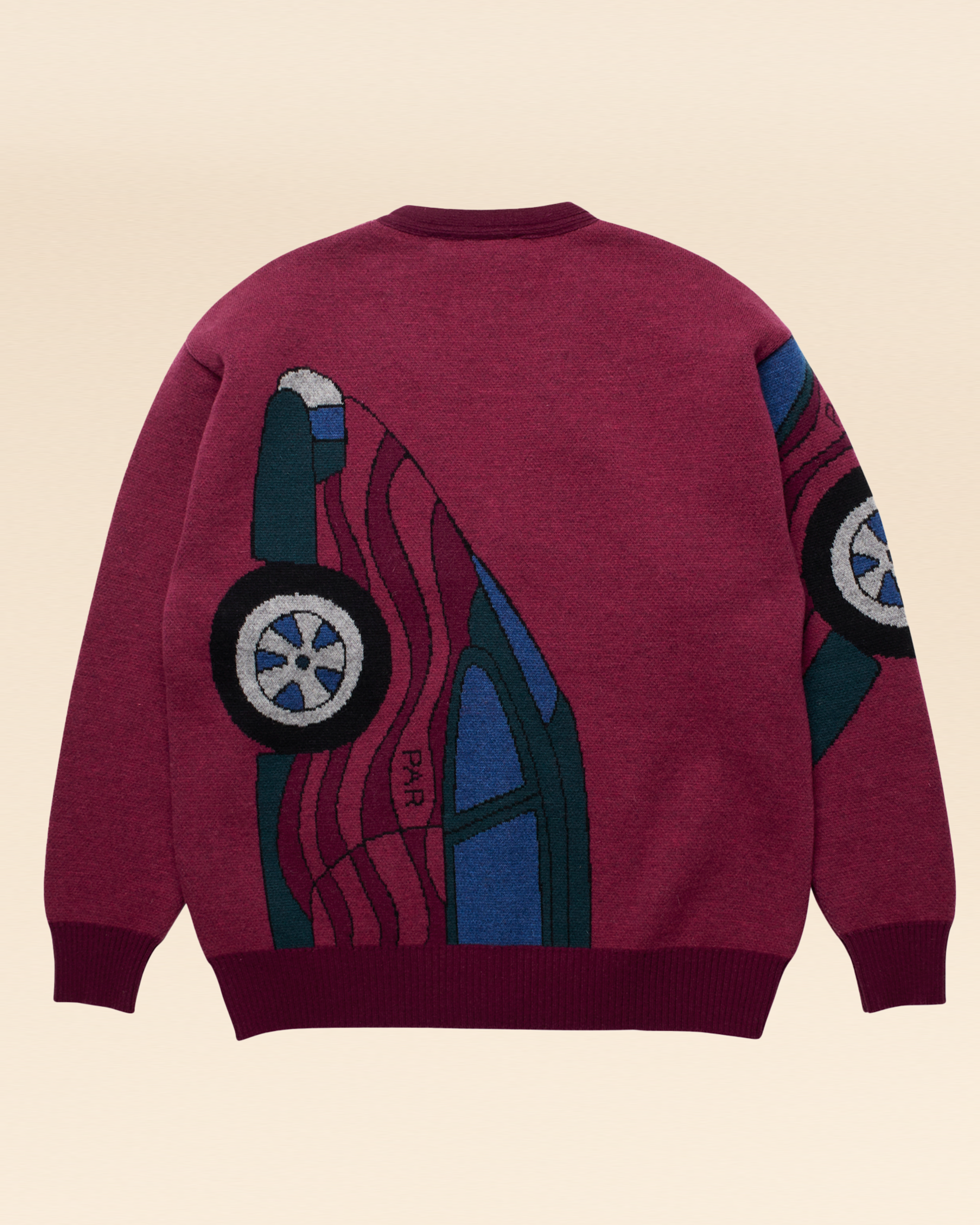 Parra No Parking Knitted Cardigan - Beet Red
