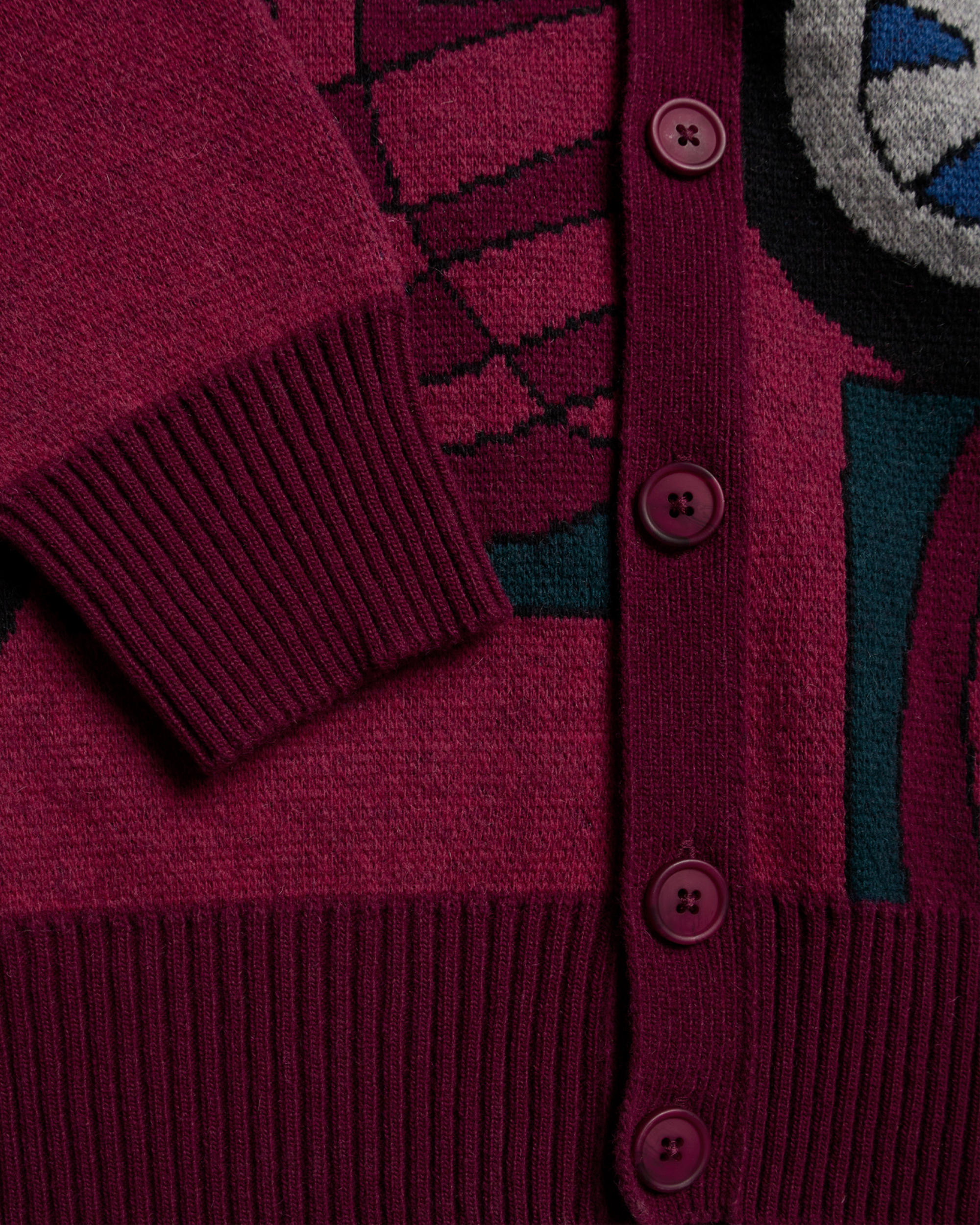 Parra No Parking Knitted Cardigan - Beet Red