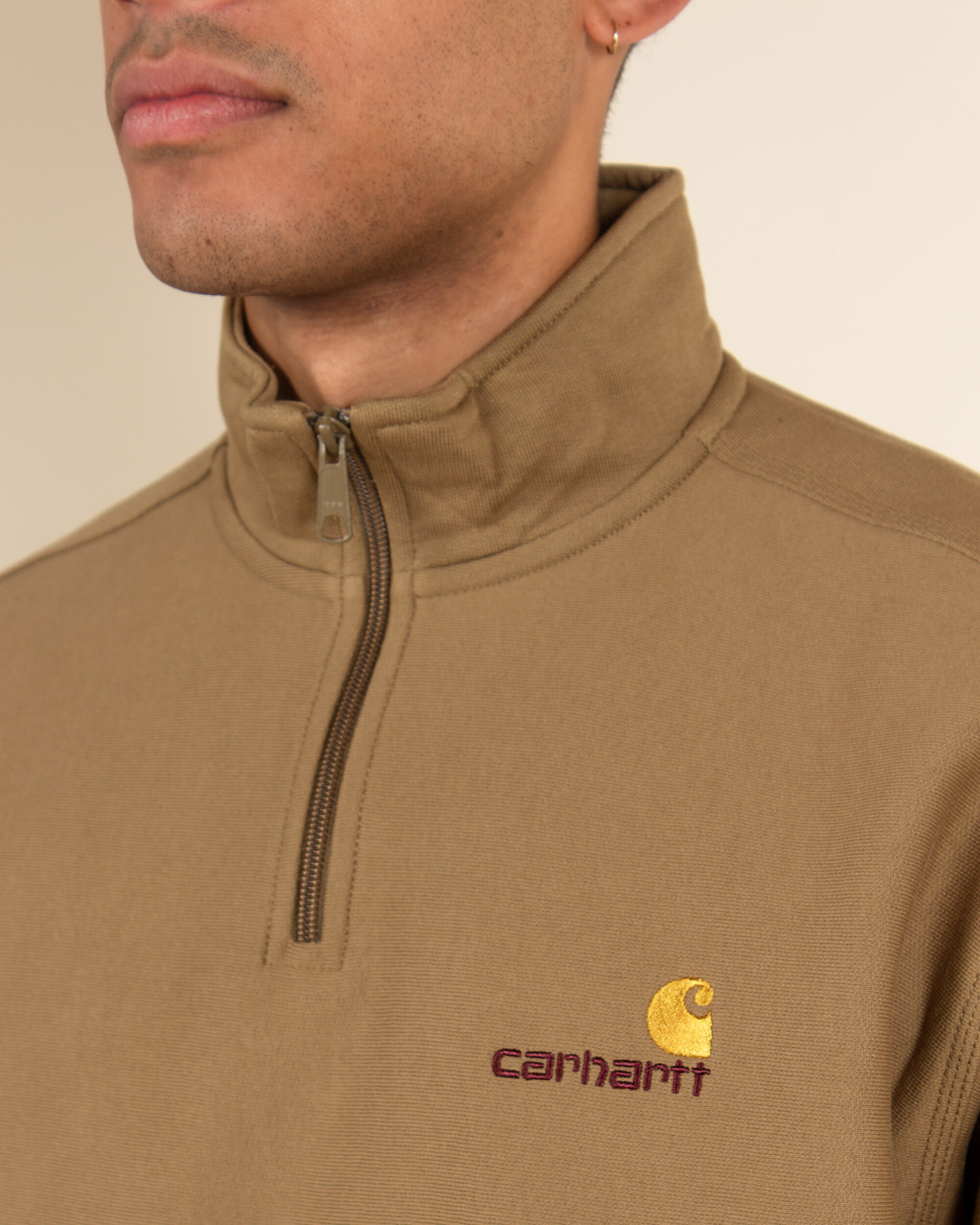 Carhartt WIP Half Zip American Script Sweatshirt - Larch