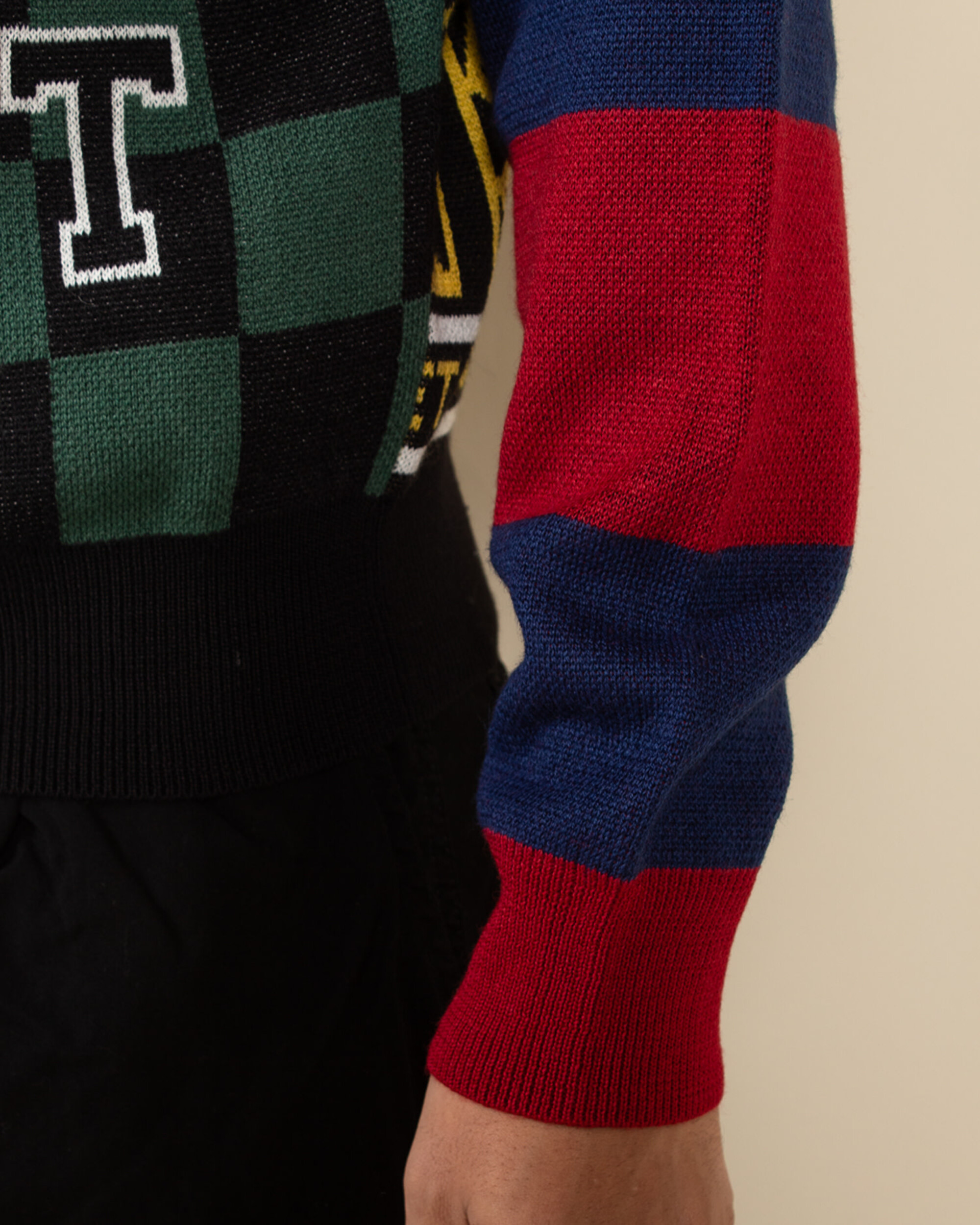 Paccbet Multi Panel Crewneck Knit - Black/Multicolor