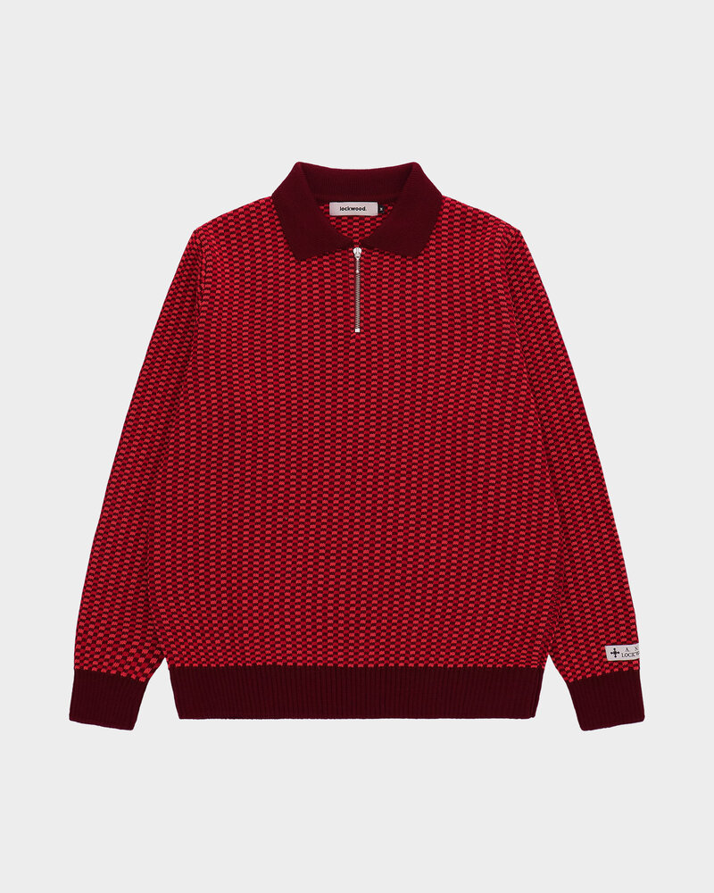 Lockwood Lockwood Half Zip Knit Checkered - Burgundy