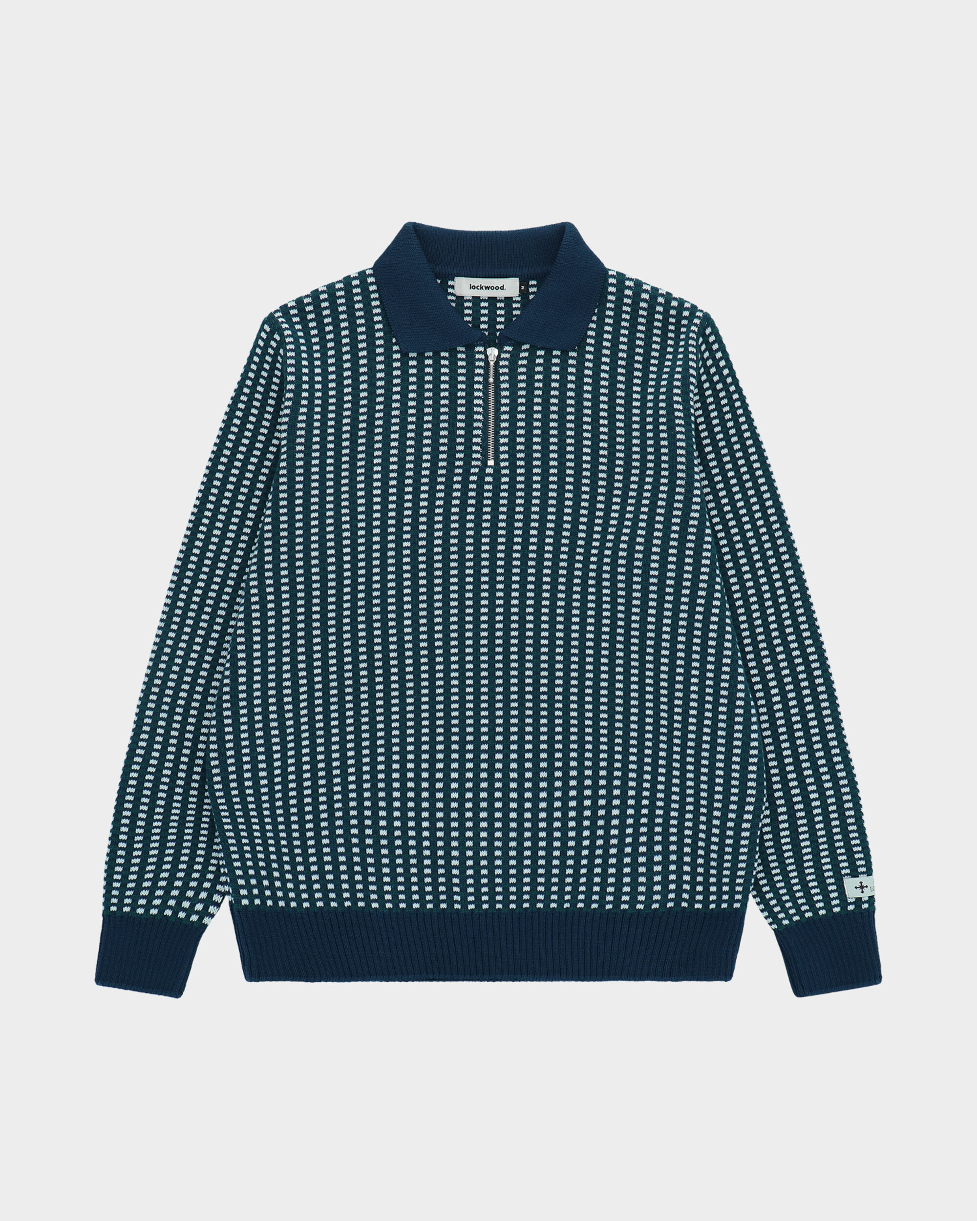 Lockwood Half Zip Knit Checkered - Navy