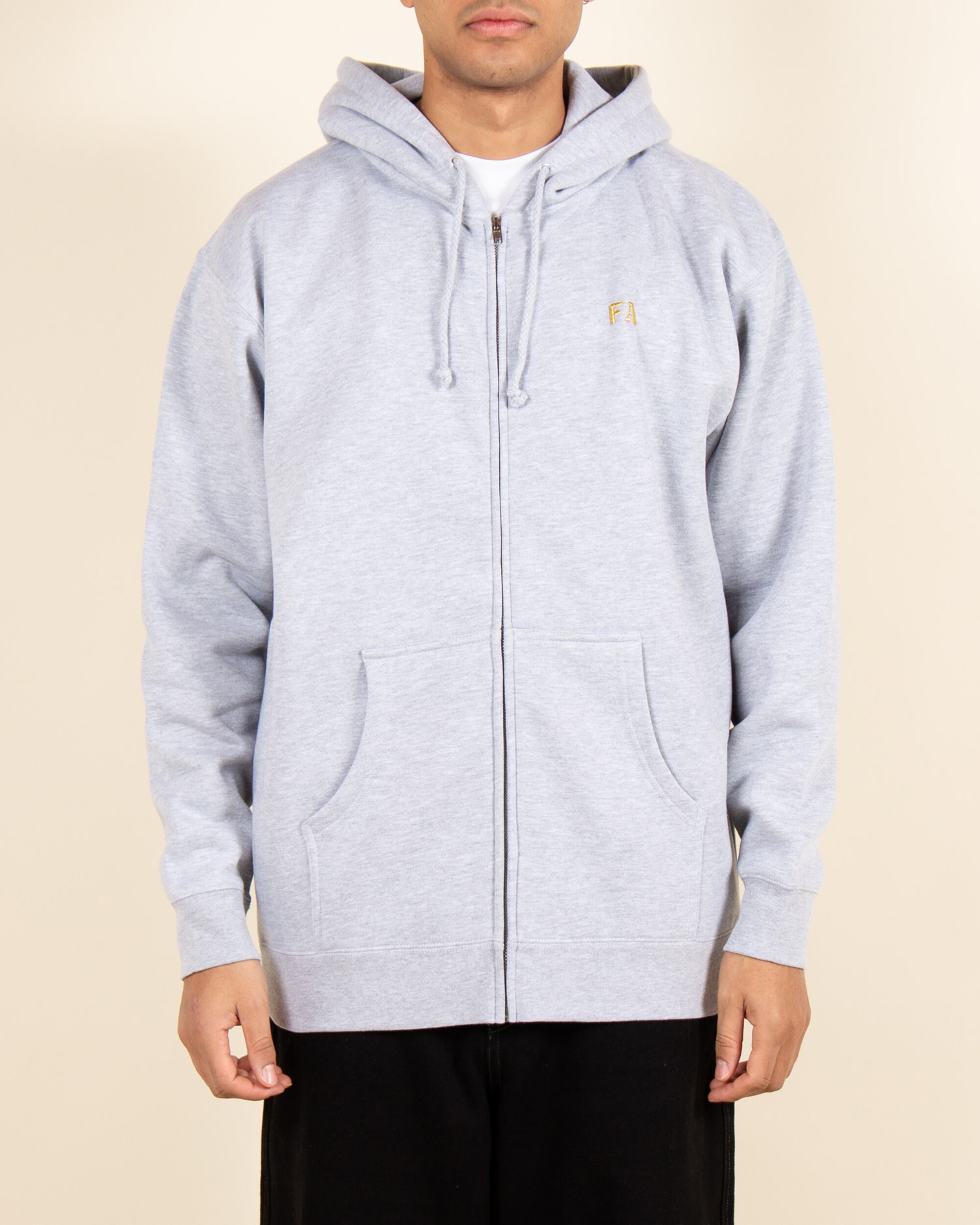 Fucking Awesome Lesser God Embroidered Zip Up Hoodie Heather Grey