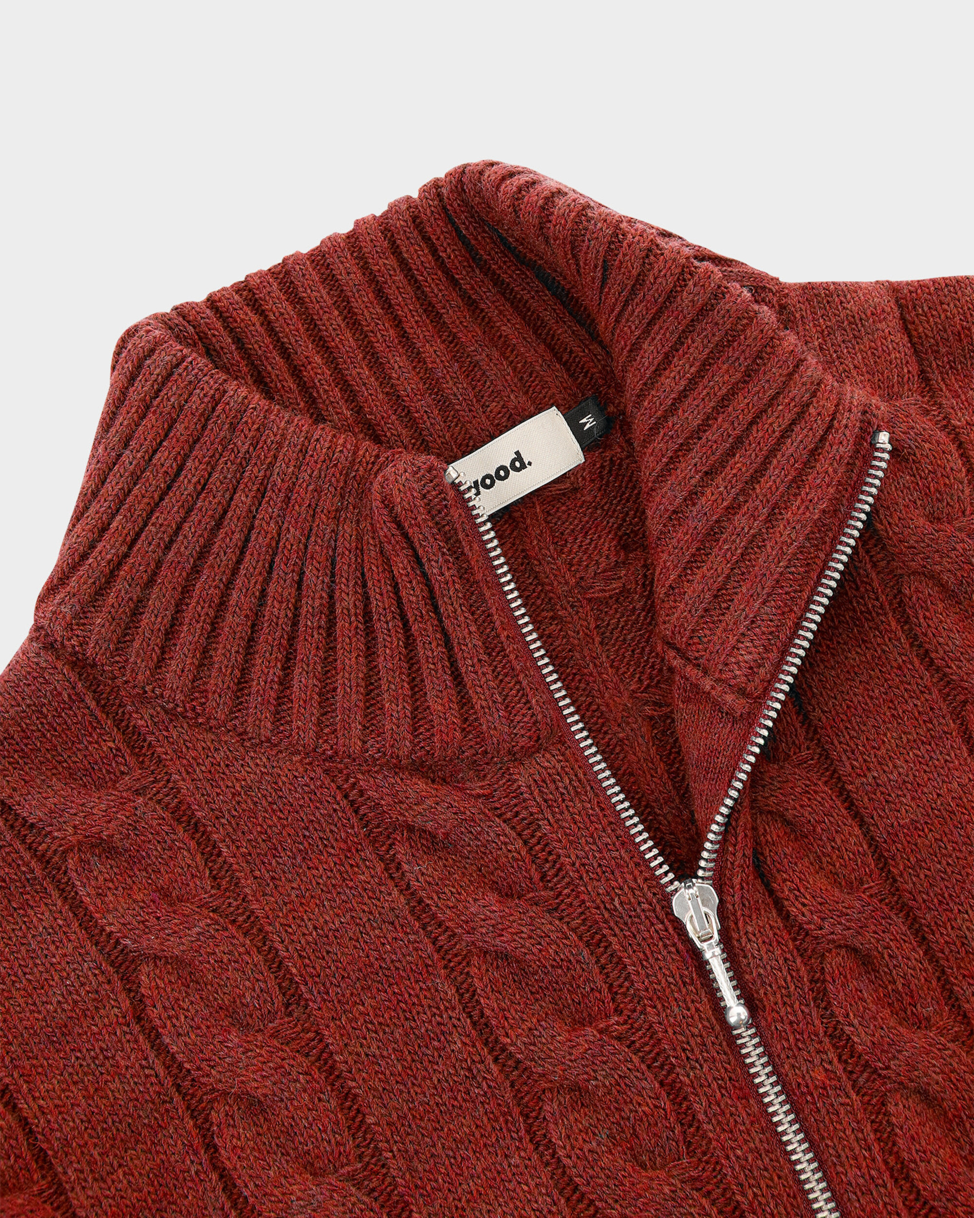 Lockwood Cable Knit Zip - Dark Red