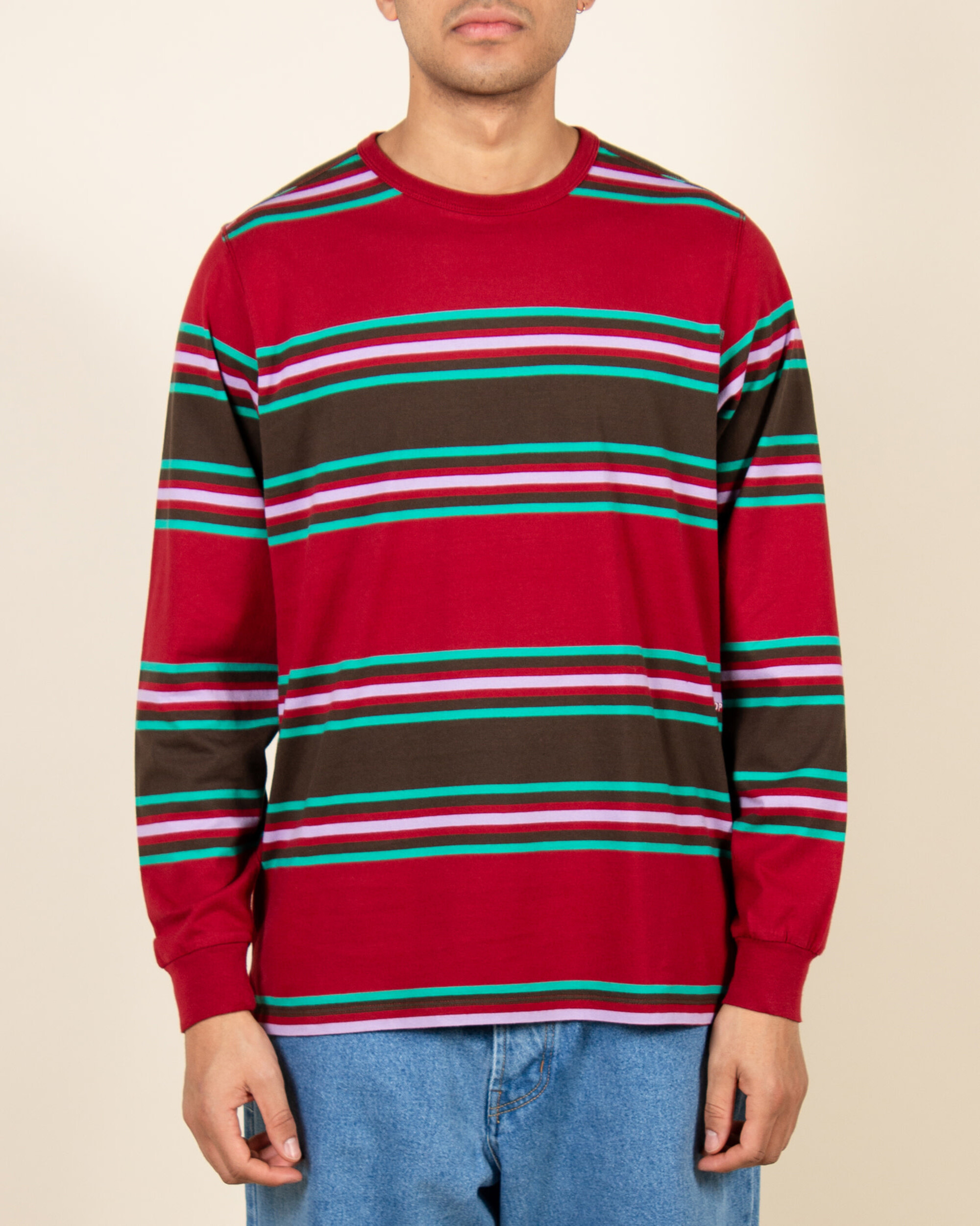 POP Striped Longsleeve T-Shirt - Rio Red