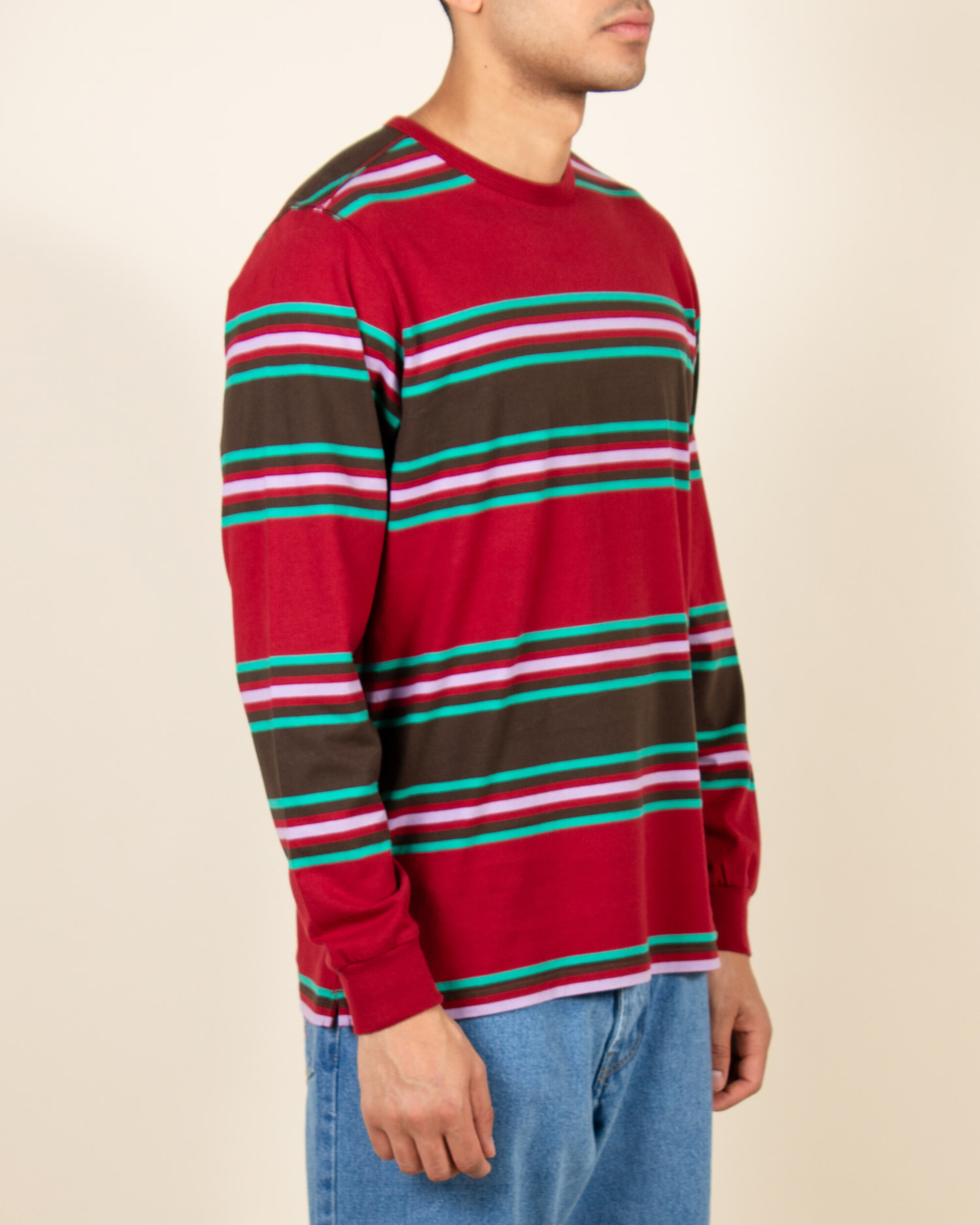 POP Striped Longsleeve T-Shirt - Rio Red