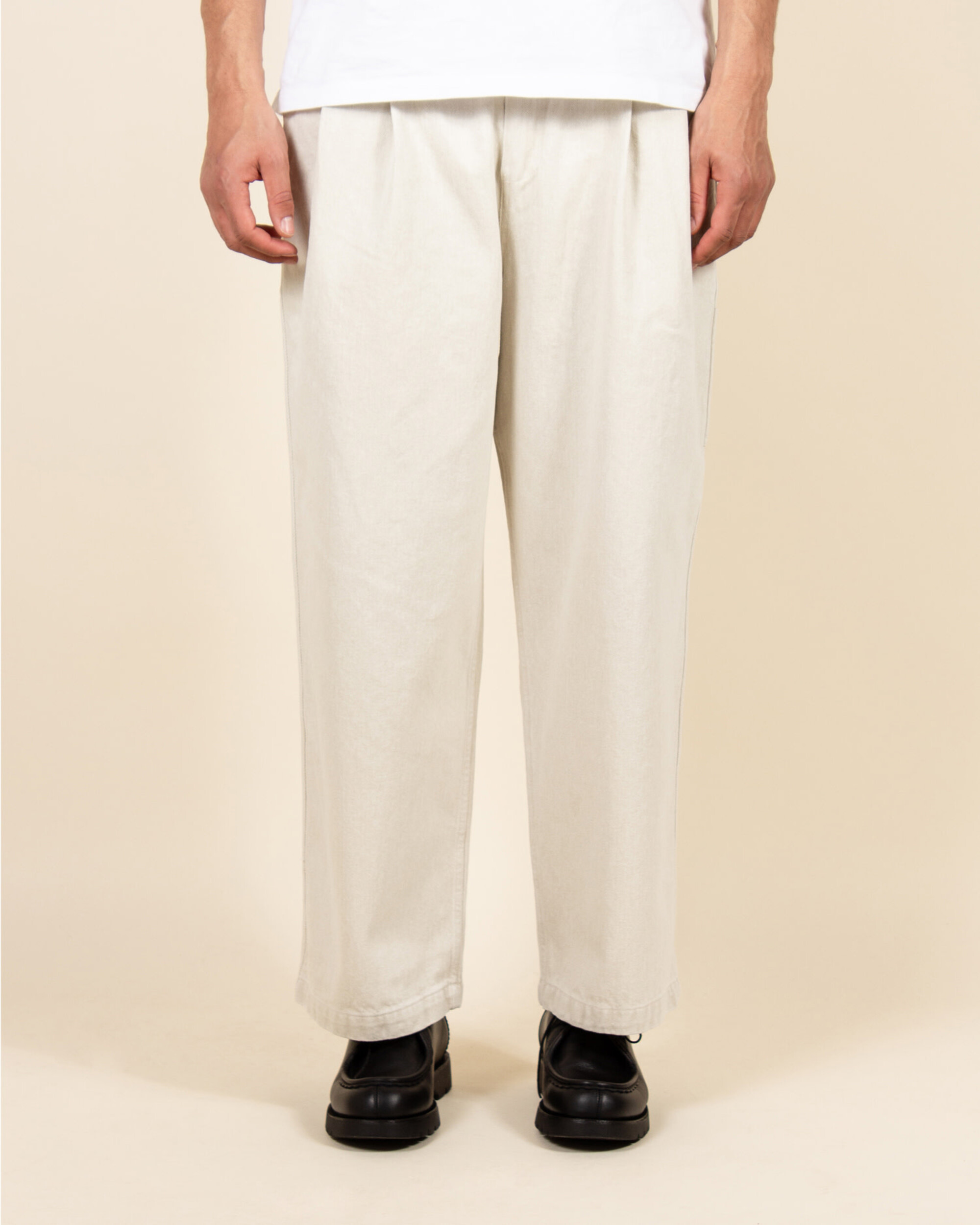 Kappy Two Tuck Wide Kation Pants - Cream