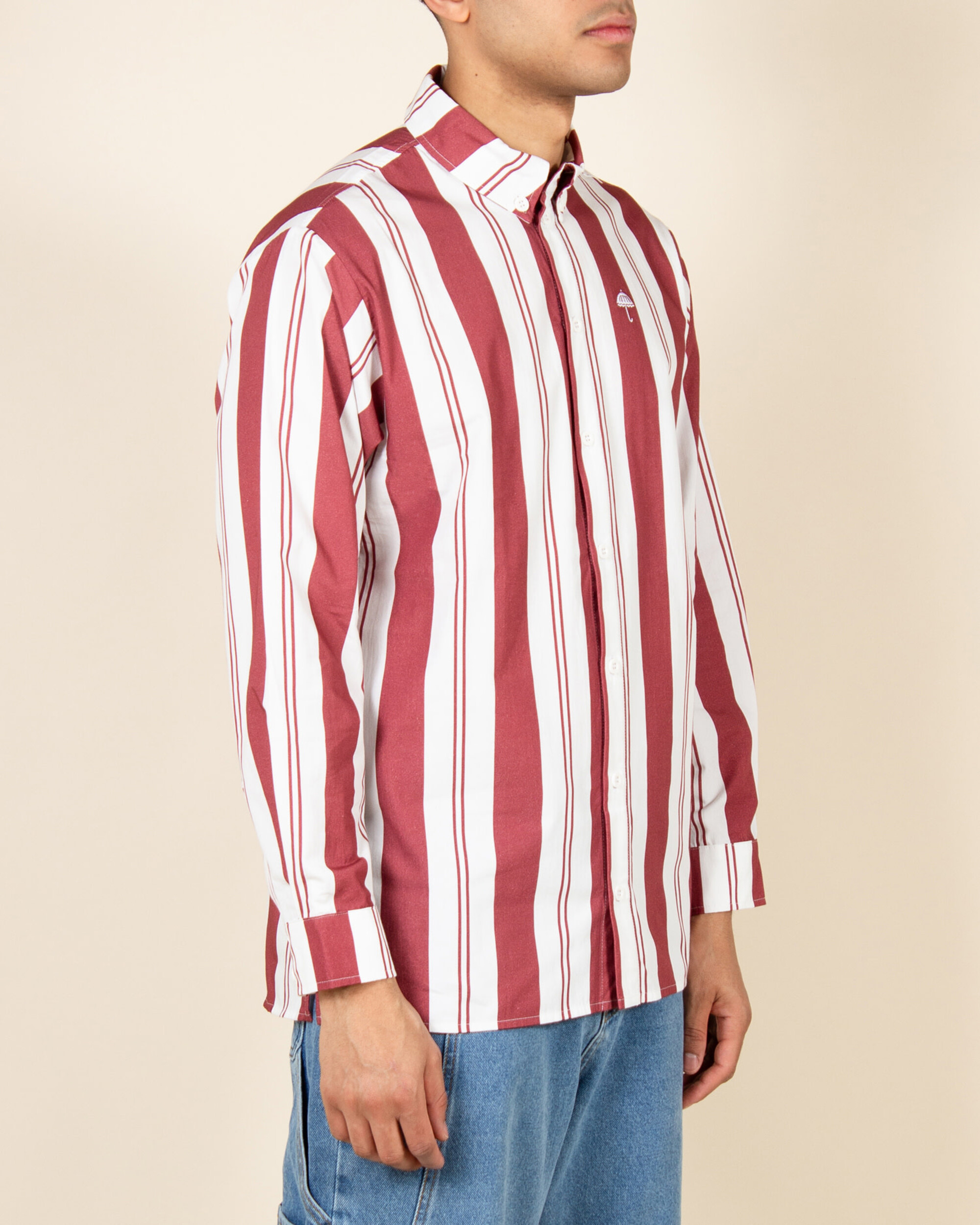 Helas Laba Longsleeve Shirt - White/Burgundy