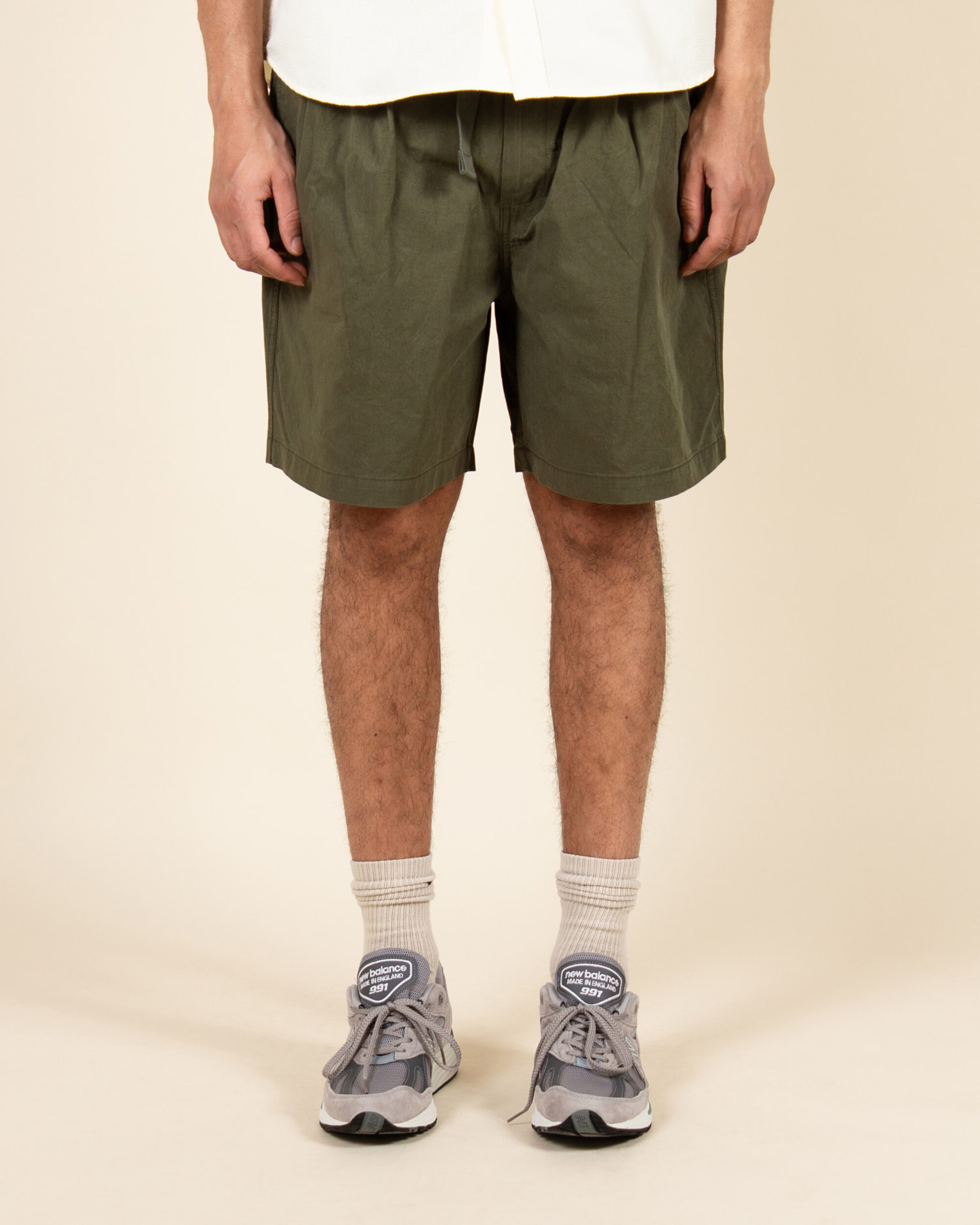 Kappy Two Tuck Wide Half Pants - Khaki