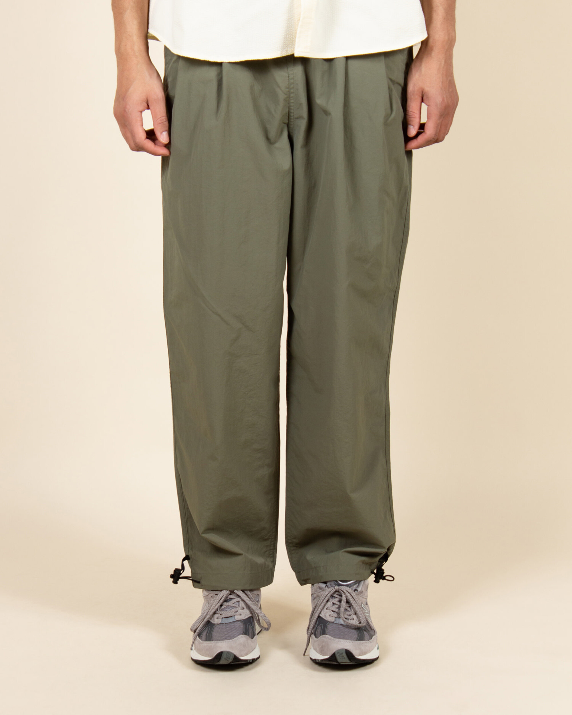 Kappy Two Tuck Wide Nylon Pants - Khaki