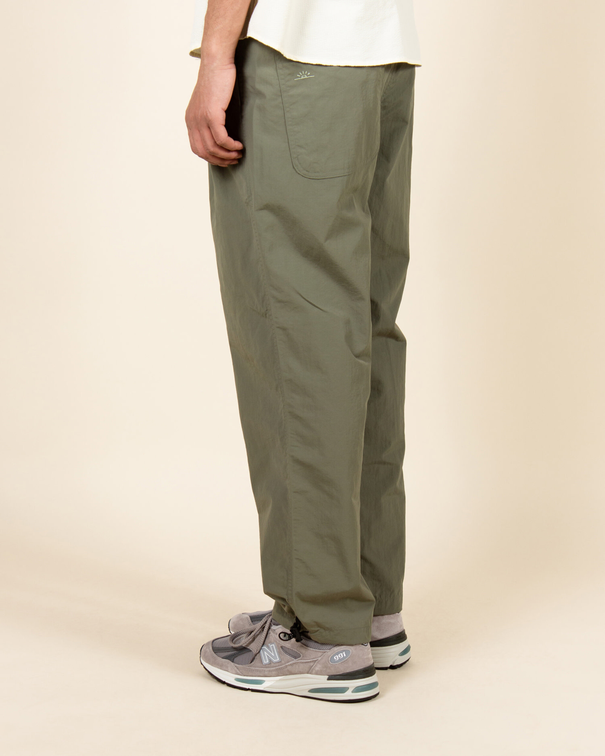 Kappy Two Tuck Wide Nylon Pants - Khaki