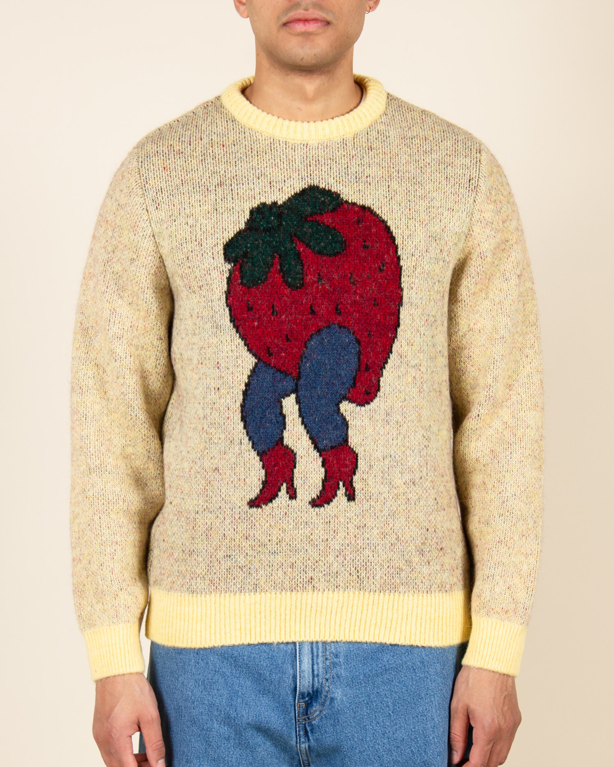 Parra Stupid Strawberry Knitted Pullover - Yellow