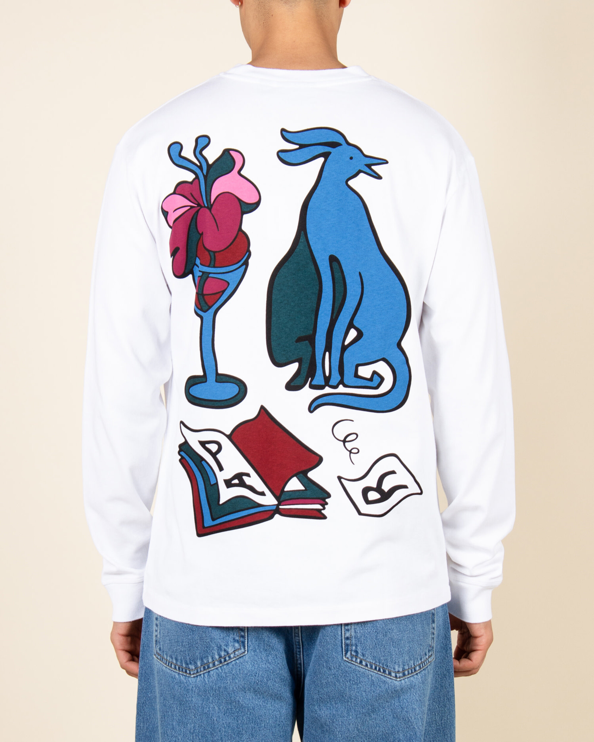 Parra Wine And Books Longsleeve T-Shirt - White