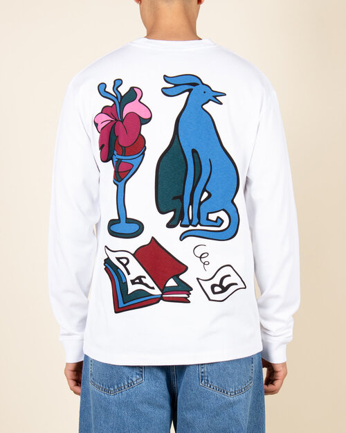 Parra Parra Wine And Books Longsleeve T-Shirt - White