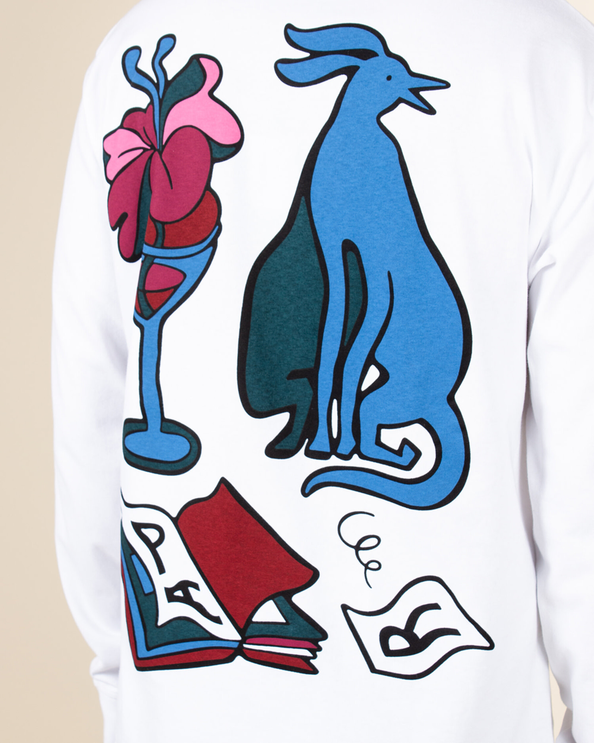 Parra Wine And Books Longsleeve T-Shirt - White