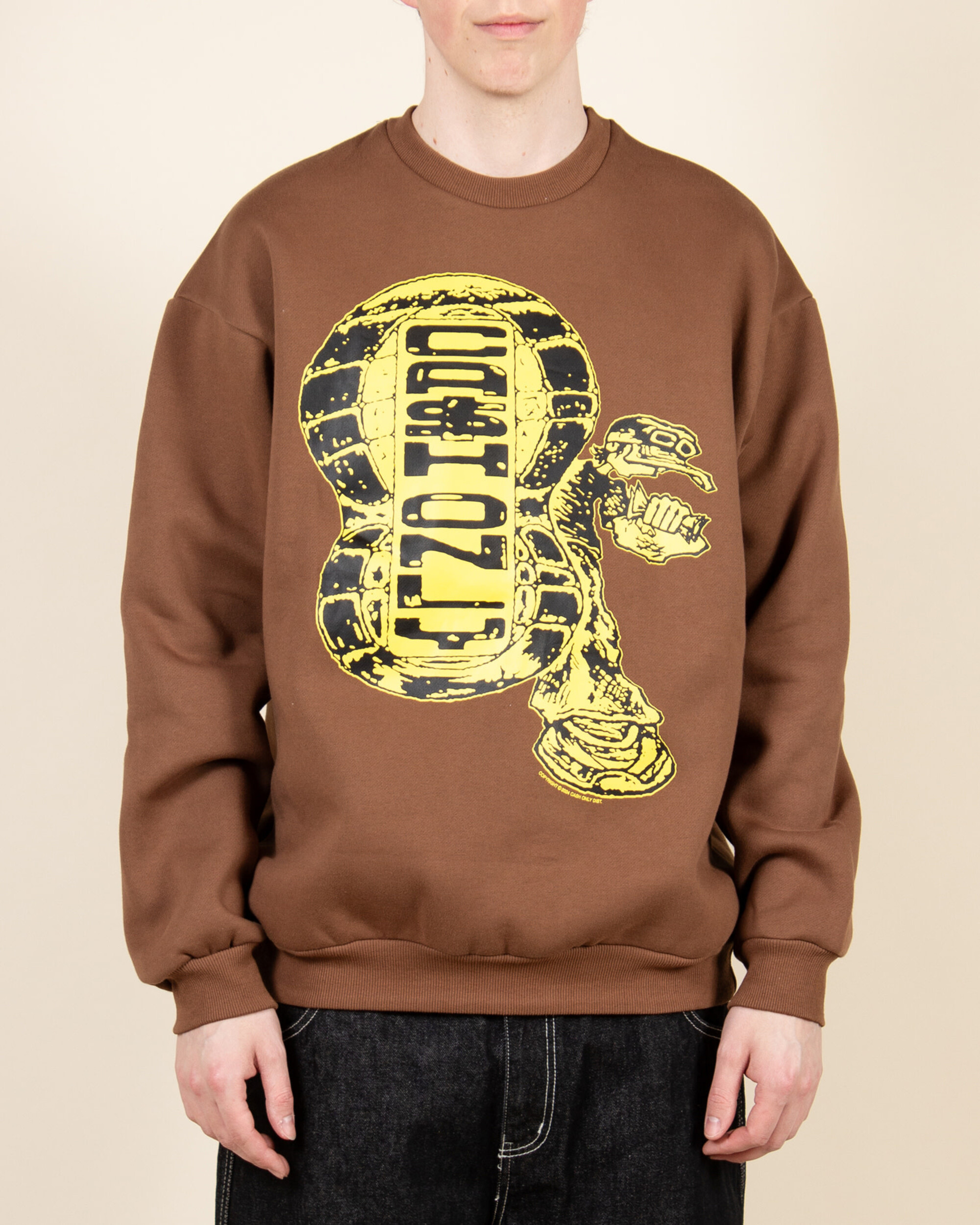 Cash Only Stop Crewneck - Brown