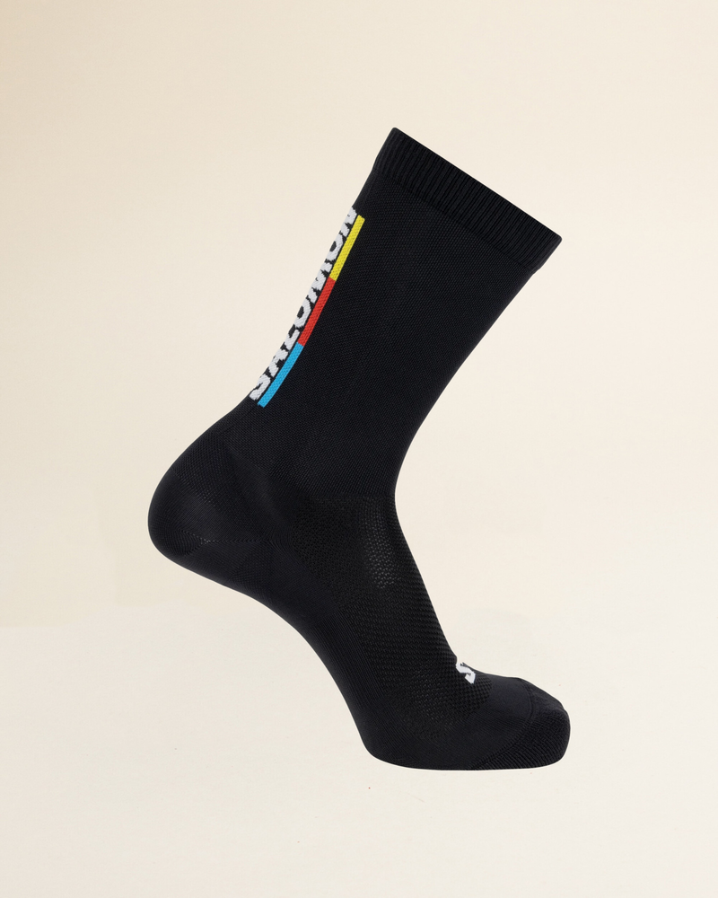 Salomon Salomon Socks Pulse Race Flag Crew - Black/Bright Red/Lemon