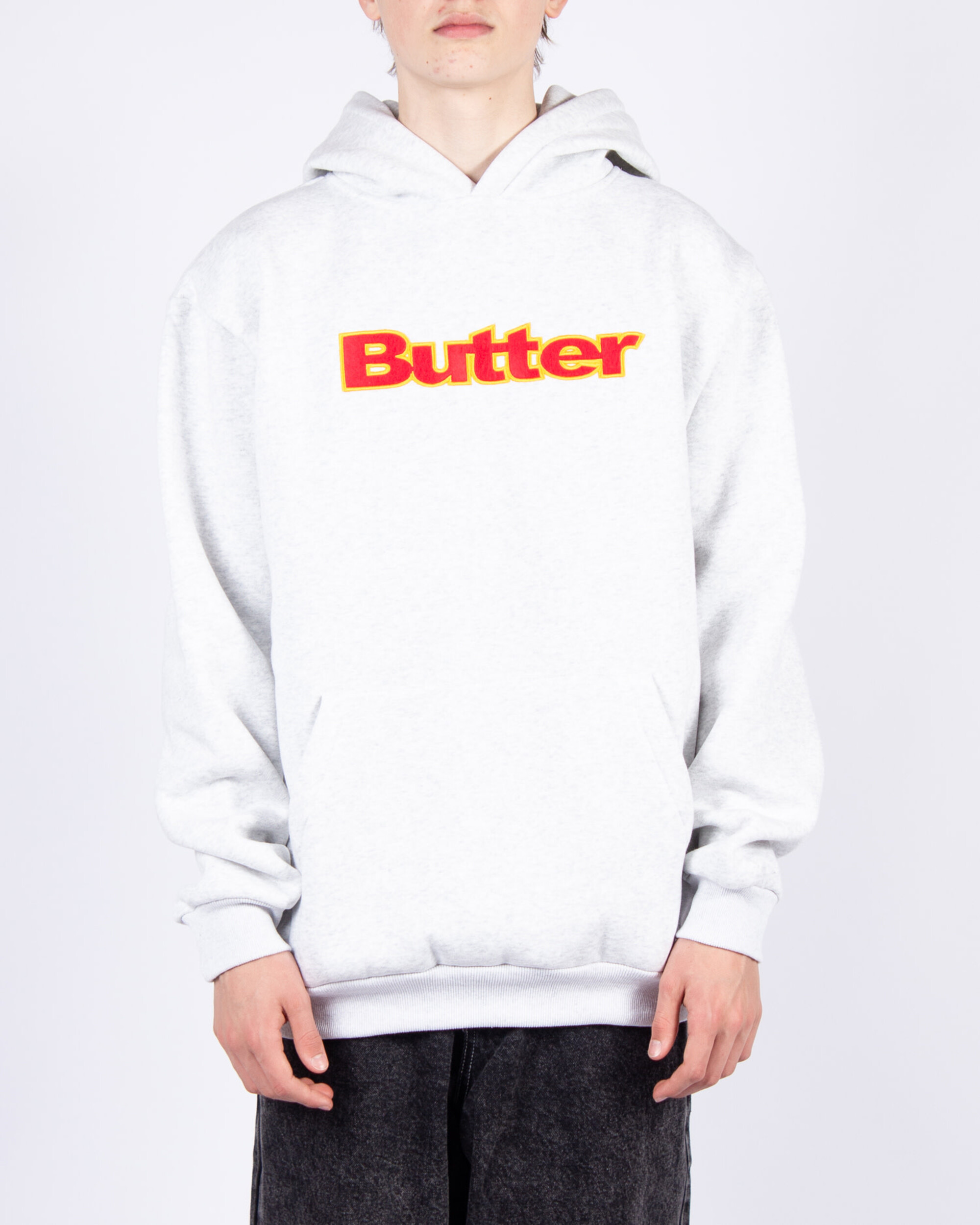 Butter Goods Felt Logo Applique Pullover Hoodie - Ash Grey