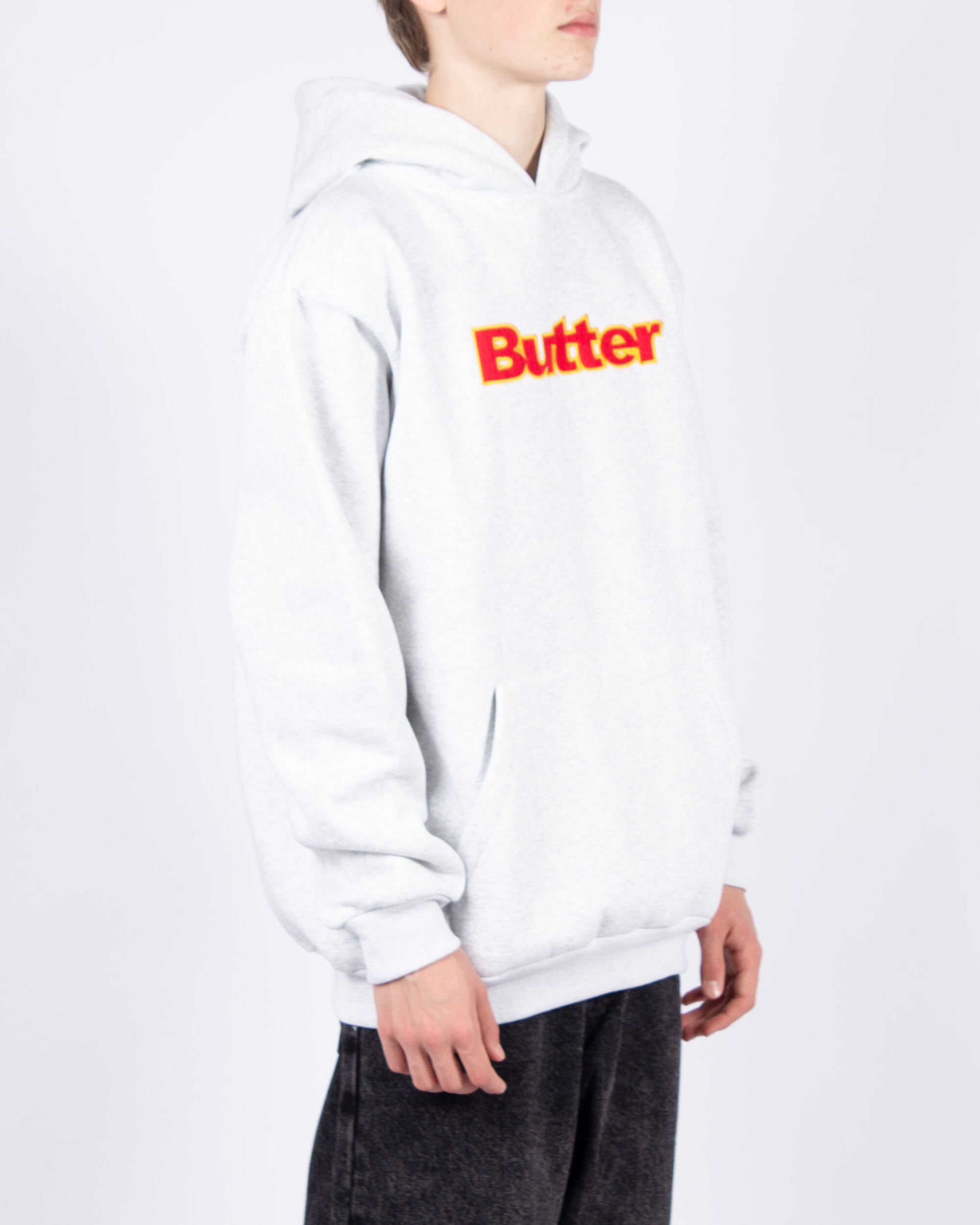 Butter Goods Felt Logo Applique Pullover Hoodie - Ash Grey