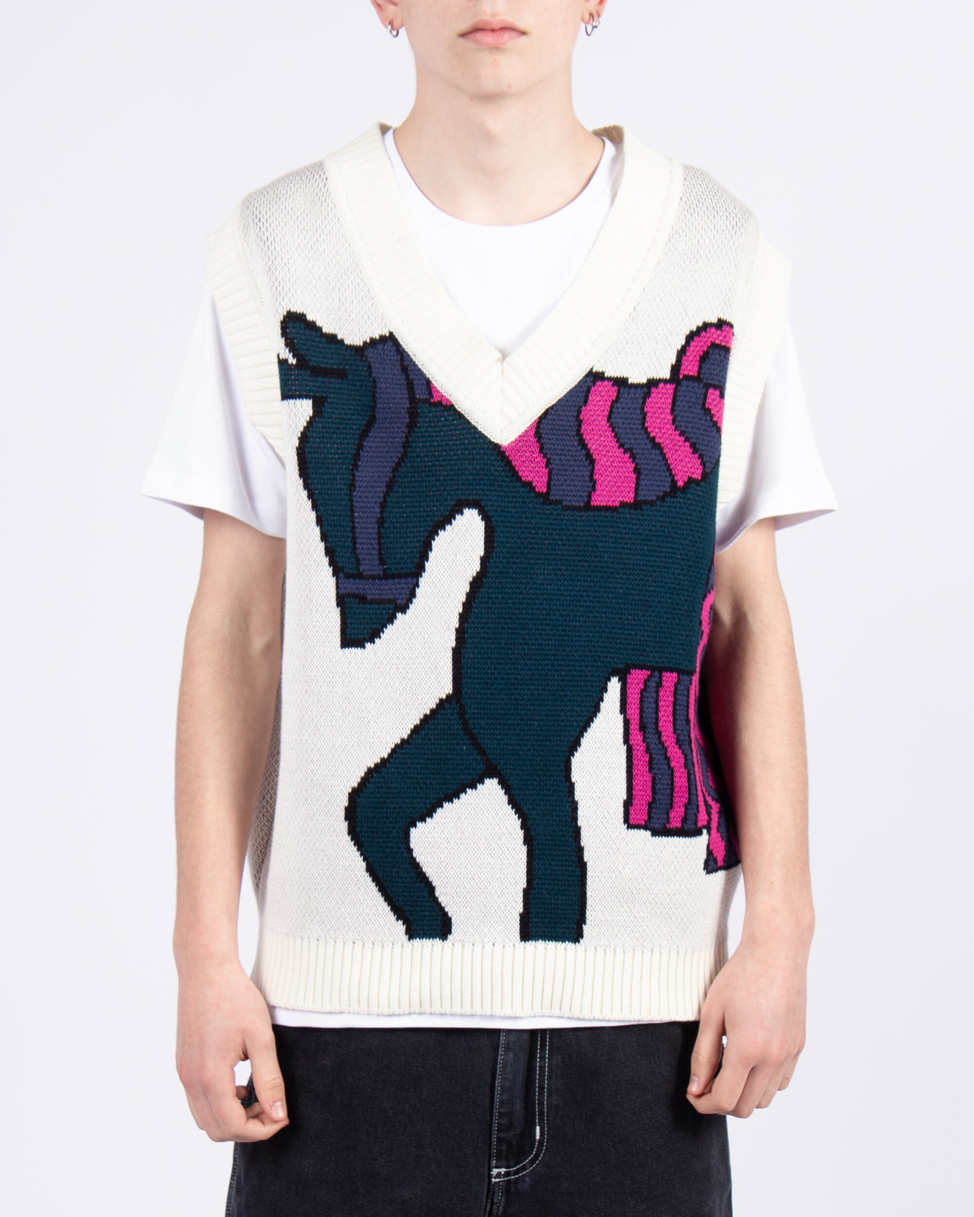 Parra Knitted Horse Knitted Spencer - Off White