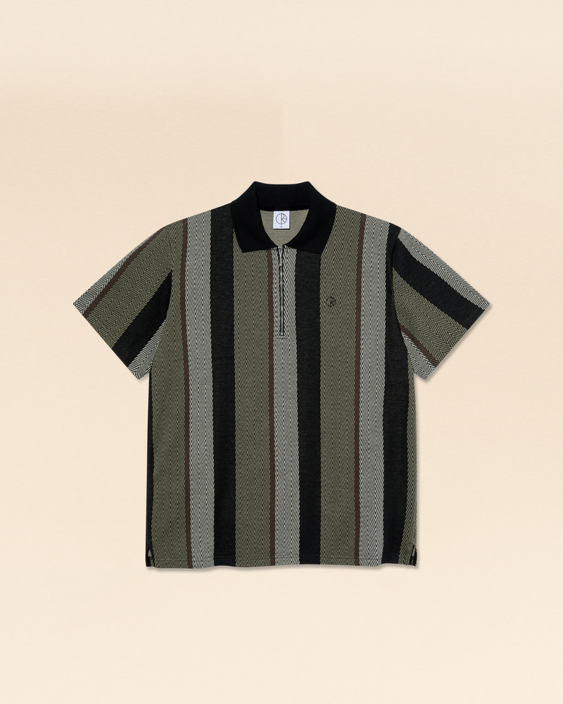 Polar Polar Jacques Polo Shirt Herringbone - Khaki Green