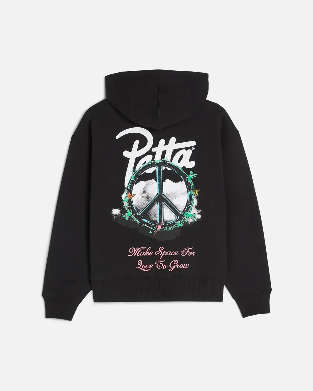 Patta Xerox Peace Boxy Hooded Sweater -  Black