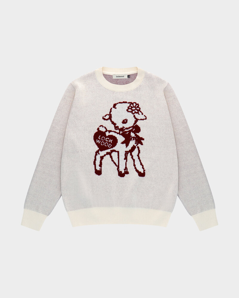Lockwood Lockwood Little Lamb Jacquard Knit - Gebroken wit / Bordeauxrood